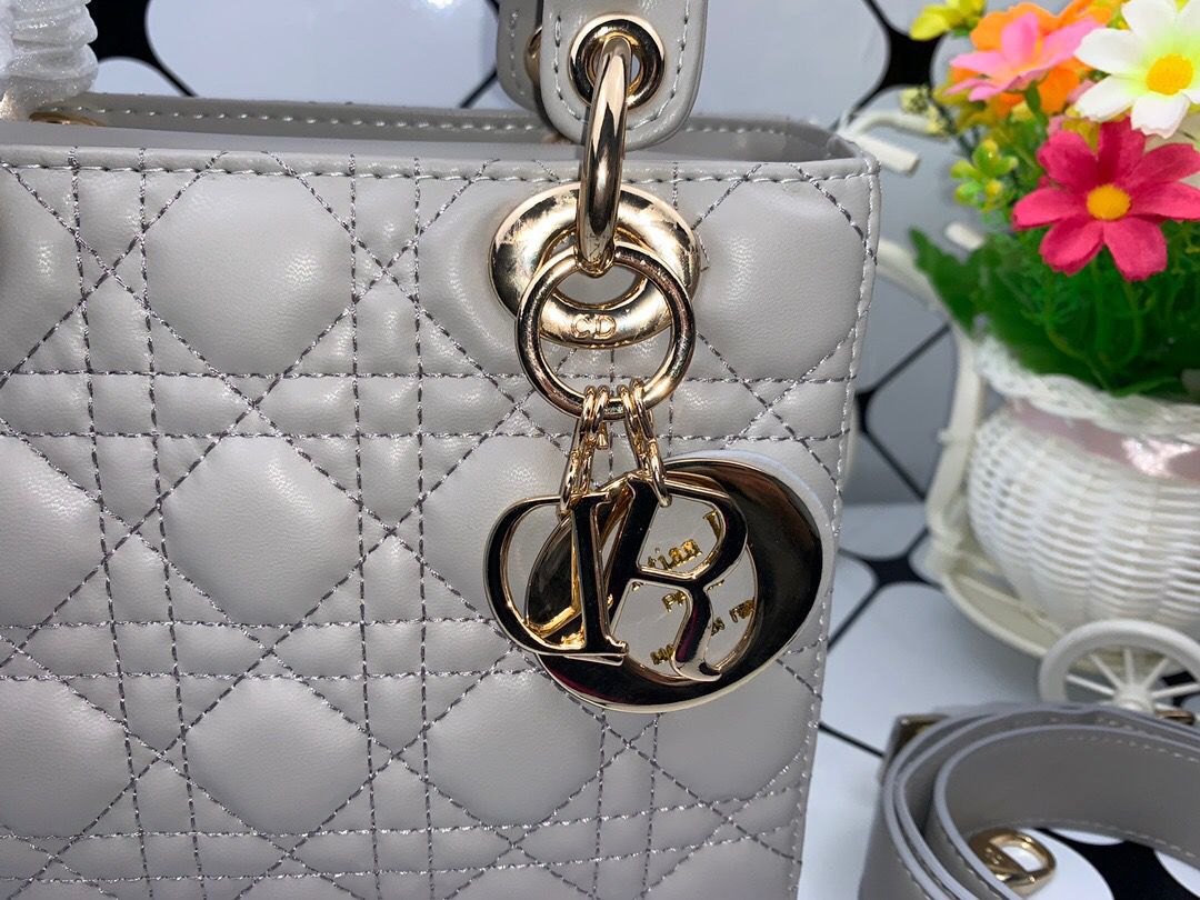 Top Quality Small Lady Bag Gold Toned Hardware, Dark Grey, For Women Womens Handbags, Crossbody Bags, 20cm CD