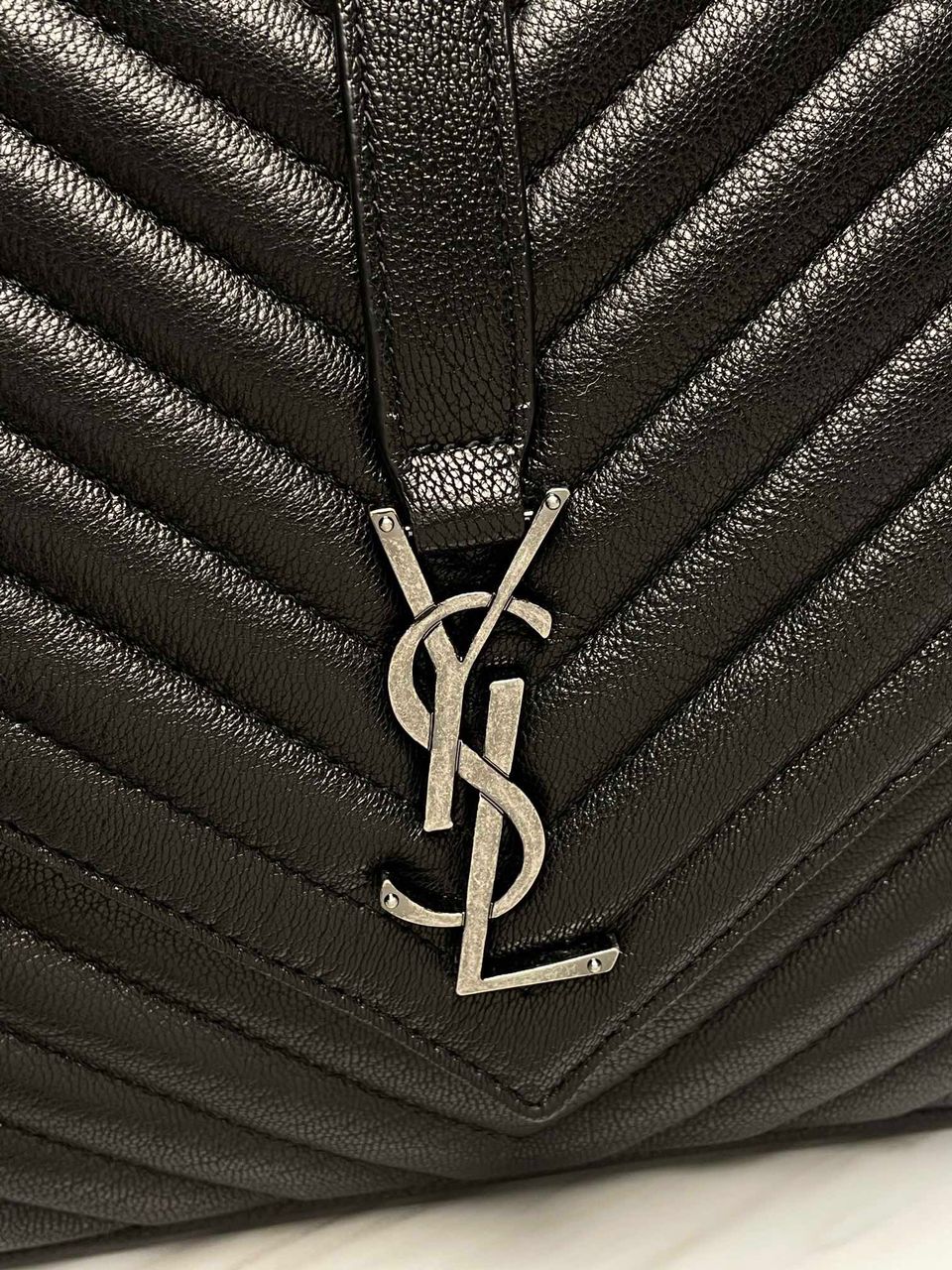Top Quality College Large Chain Bag Black With Silver Toned Hardware For Women 12.6in/32cm YSL 600278BRM041000