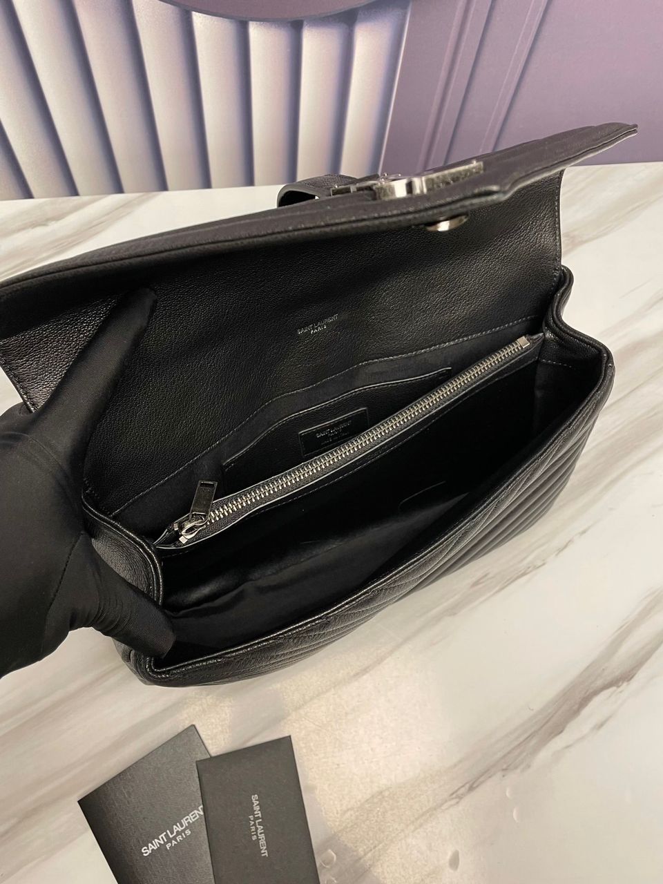 Top Quality College Large Chain Bag Black With Silver Toned Hardware For Women 12.6in/32cm YSL 600278BRM041000