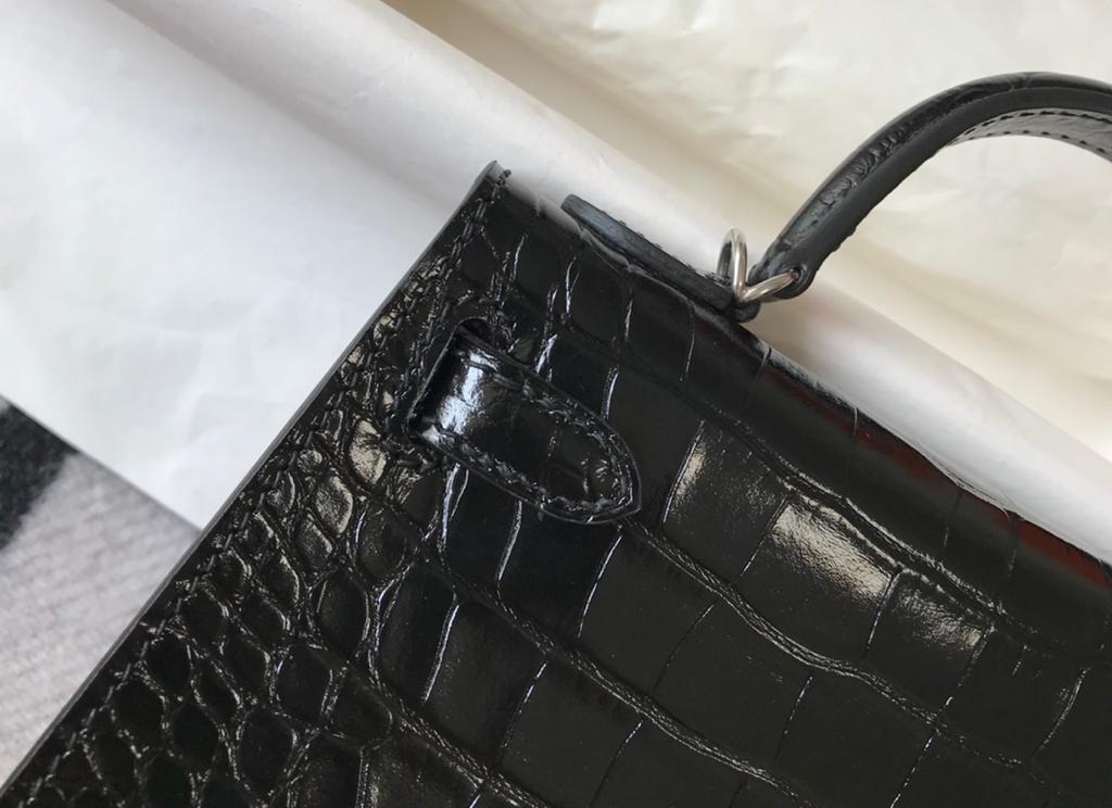 Top Quality Mini Kelly 19 Black SiTop Qualityer Toned Hardware Bag For Women, Handbags, Shoulder Bags 7.5in/19cm