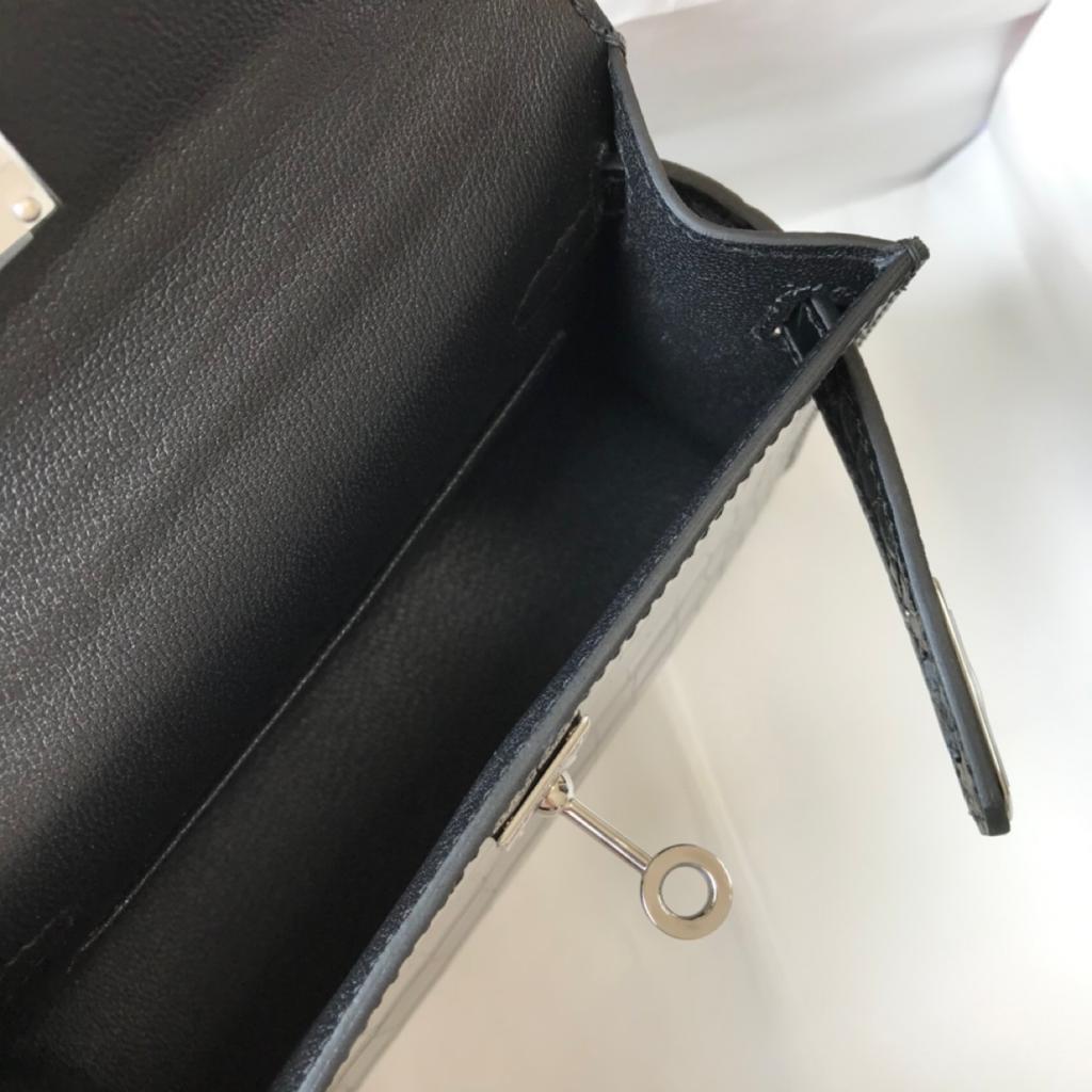 Top Quality Mini Kelly 19 Black SiTop Qualityer Toned Hardware Bag For Women, Handbags, Shoulder Bags 7.5in/19cm