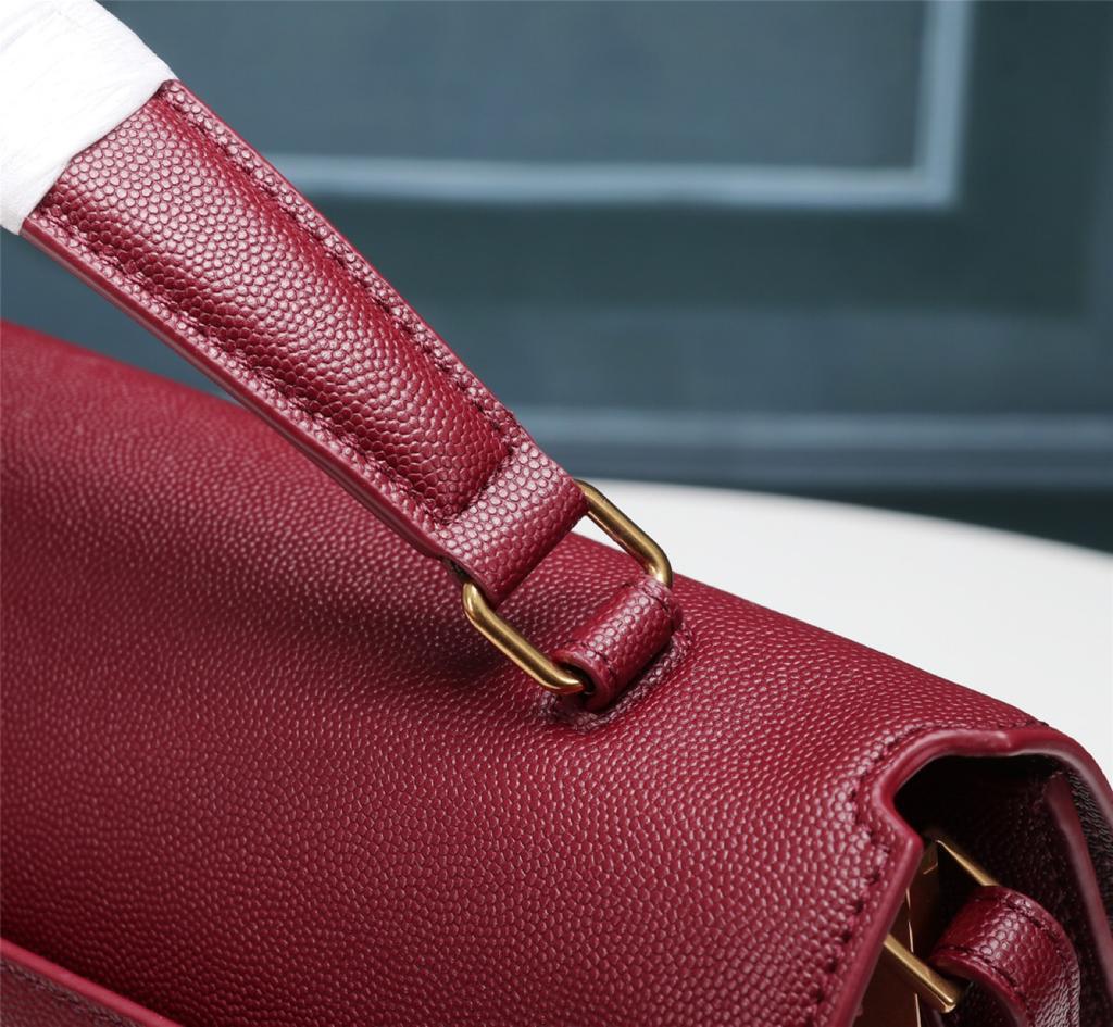 Top Quality Cassandra MeTop Qualityum Top Handle Bag In Grain De Poudre Embossed Rouge Legion For Women 9.6in/25cm 578000BOW0W6475
