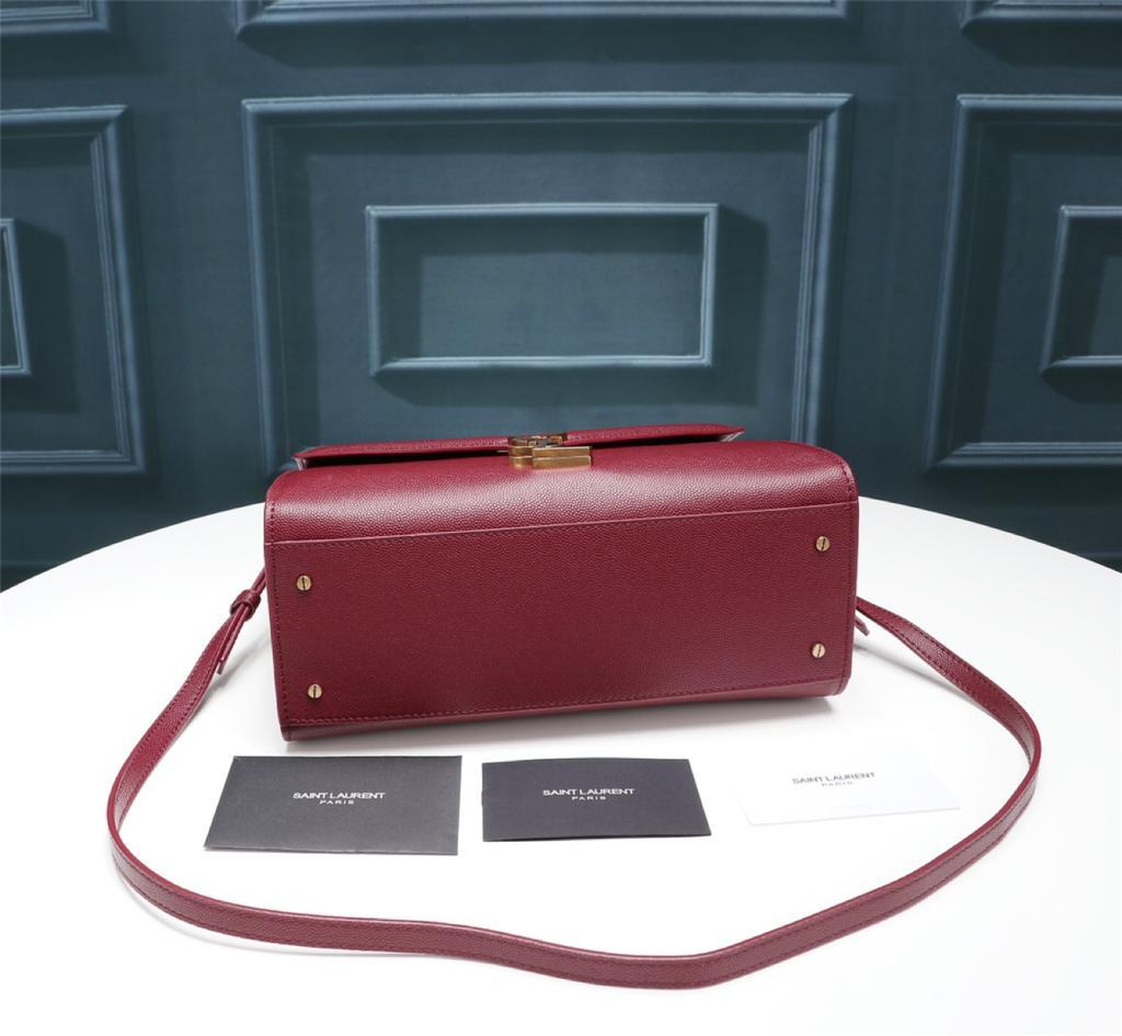 Top Quality Cassandra MeTop Qualityum Top Handle Bag In Grain De Poudre Embossed Rouge Legion For Women 9.6in/25cm 578000BOW0W6475