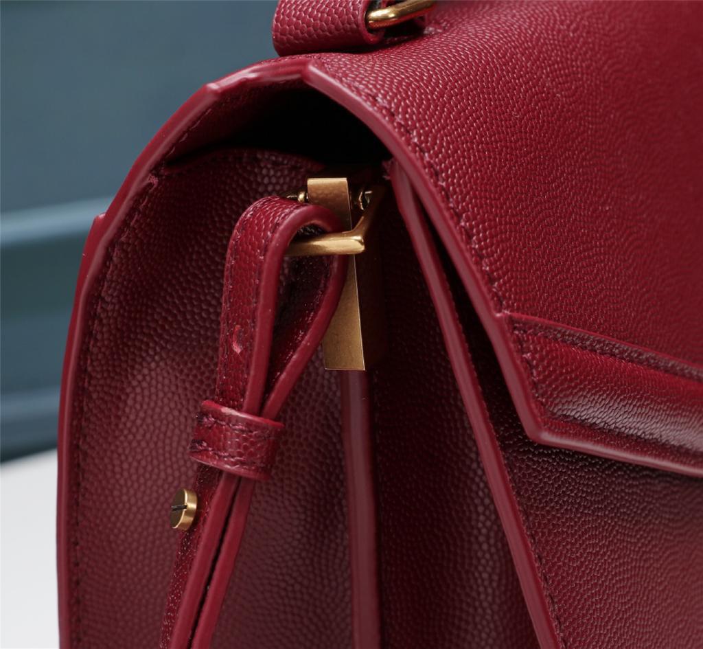Top Quality Cassandra MeTop Qualityum Top Handle Bag In Grain De Poudre Embossed Rouge Legion For Women 9.6in/25cm 578000BOW0W6475