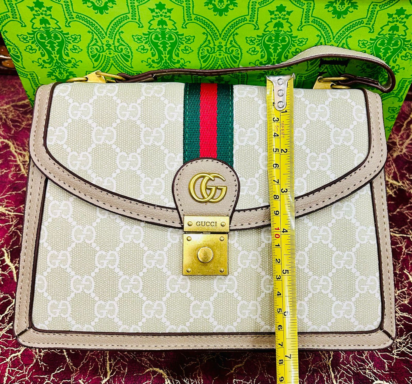 Gucci-Inspired Ophidia Bag with Long Chain and Branded Packing (Black-2)