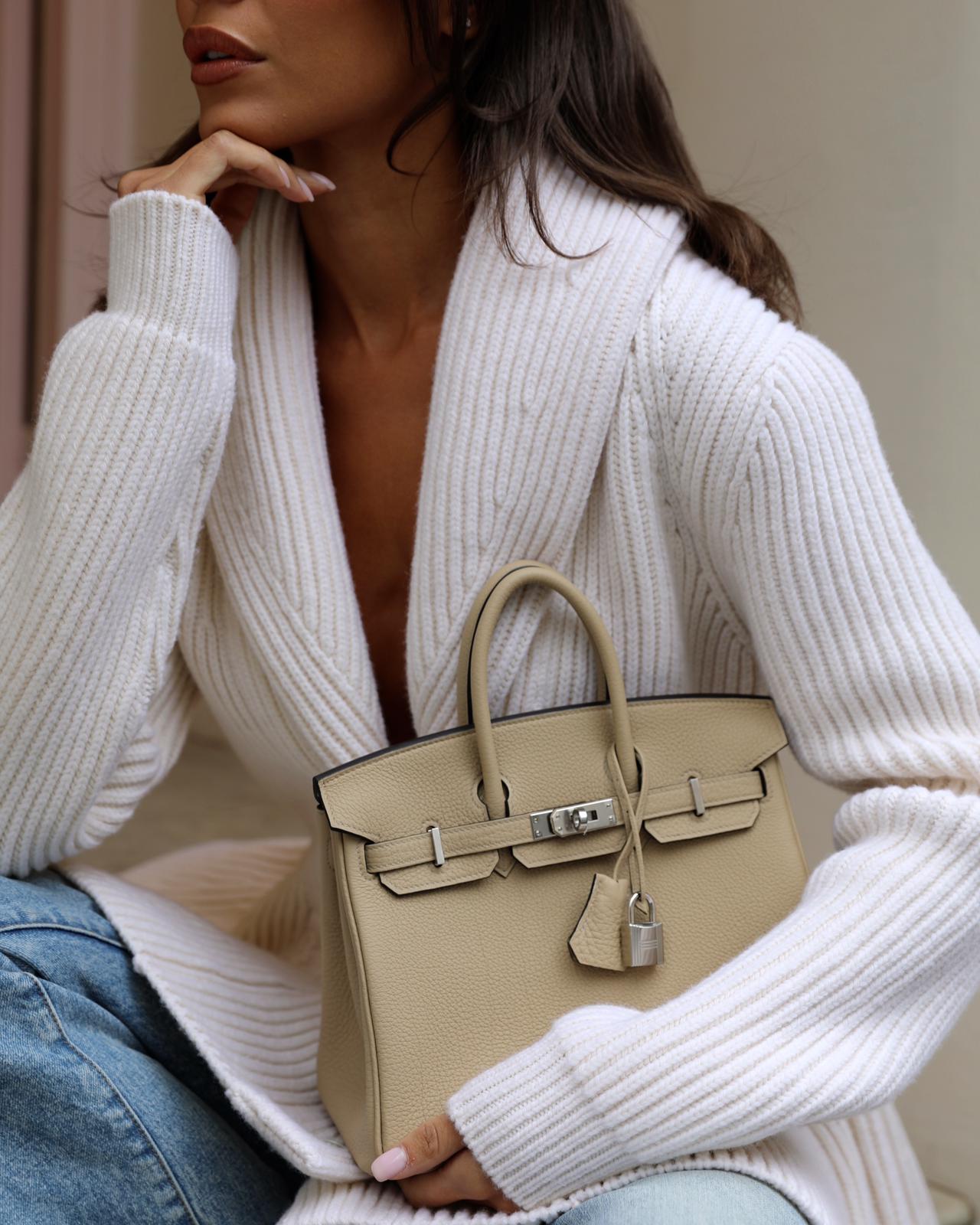 *RARE* Herm�s Birkin 25 Retourne Bag in Trench Togo Leather with Palladium Hardware