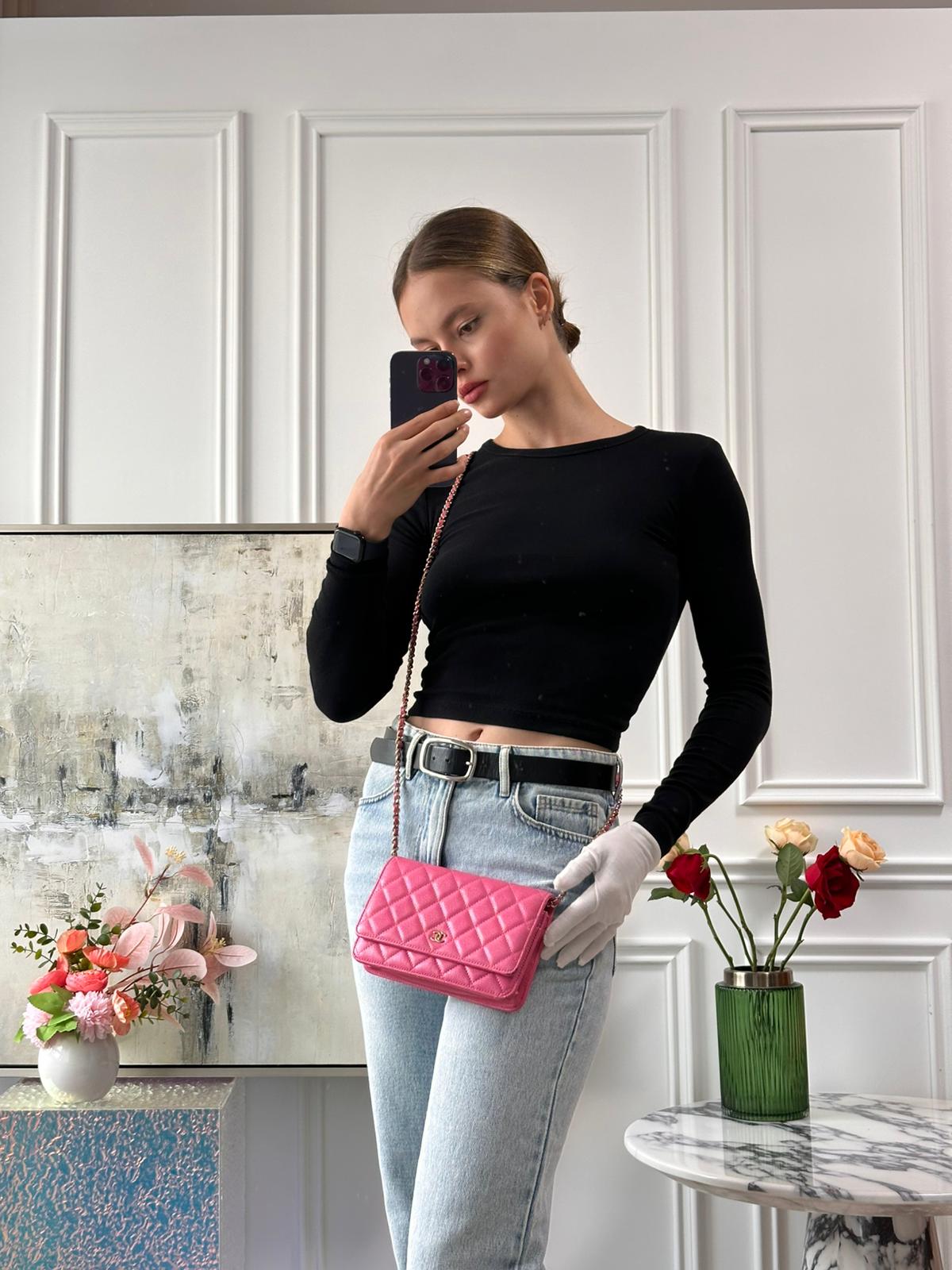 Chanel Timeless Wallet on Chain Hot Pink Caviar Leather