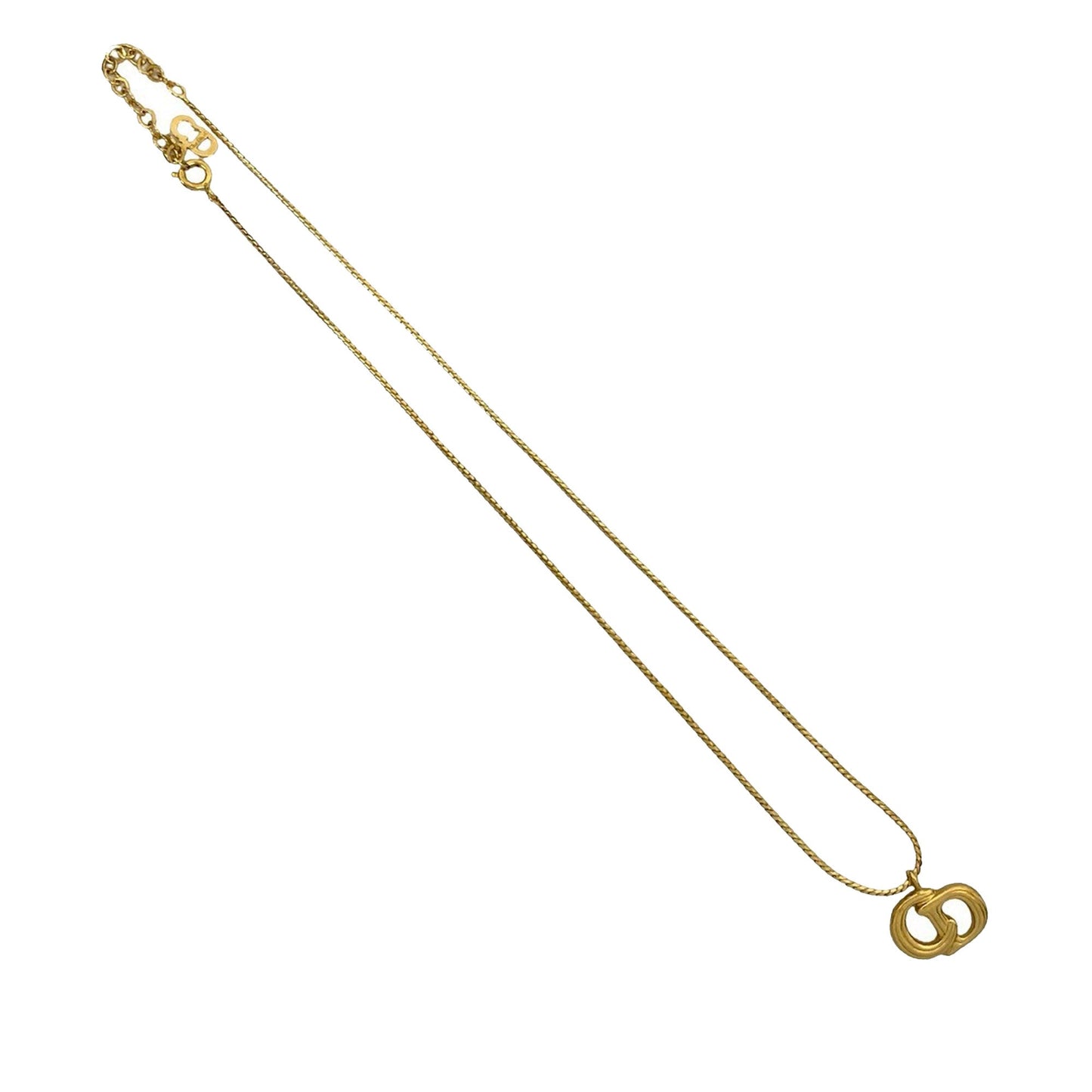 Gold Dior Gold Plated CD Logo Pendant Necklace