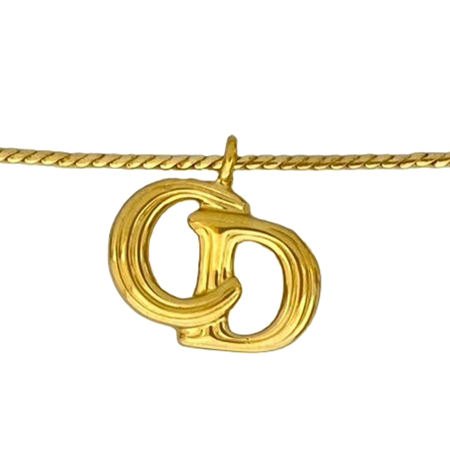 Gold Dior Gold Plated CD Logo Pendant Necklace