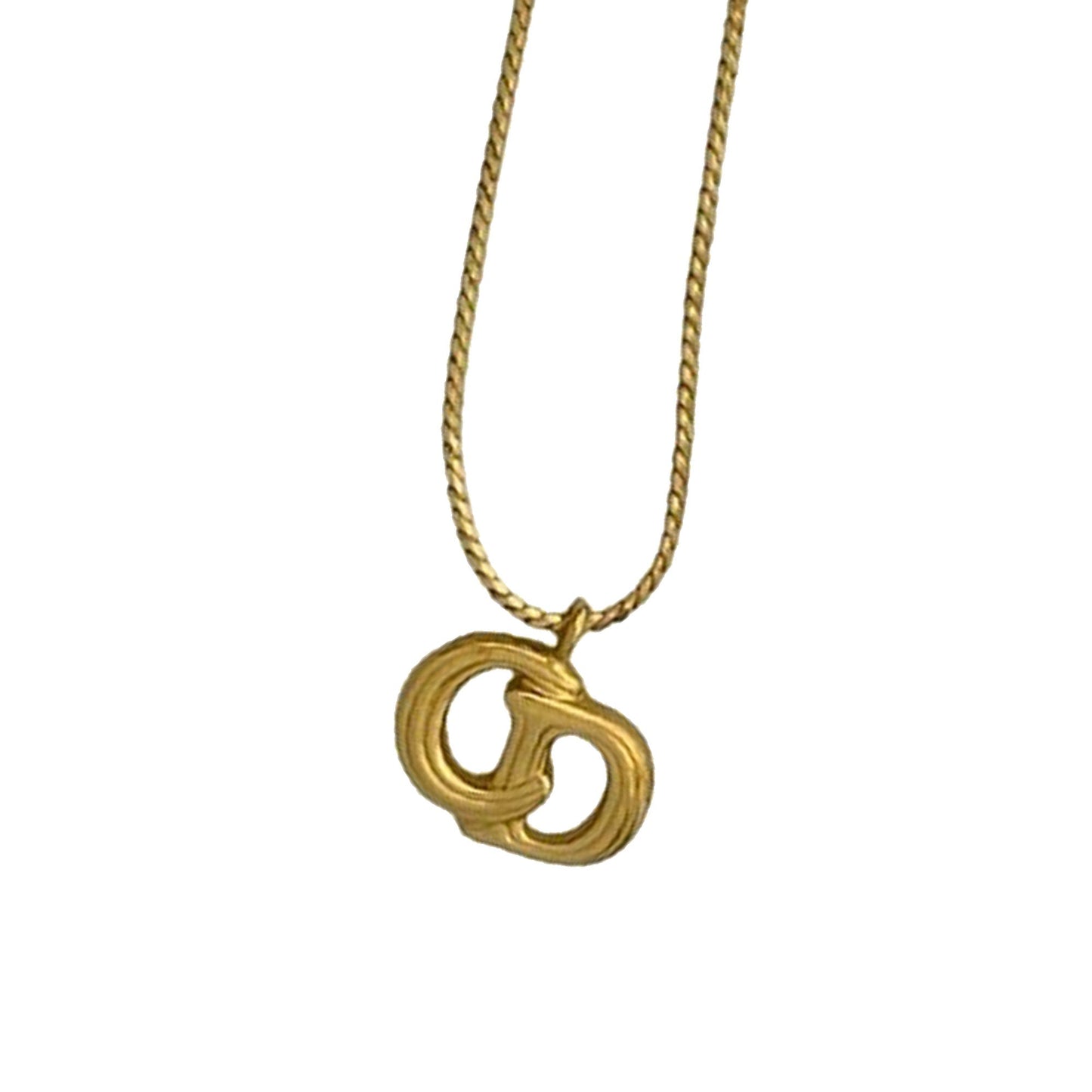 Gold Dior Gold Plated CD Logo Pendant Necklace