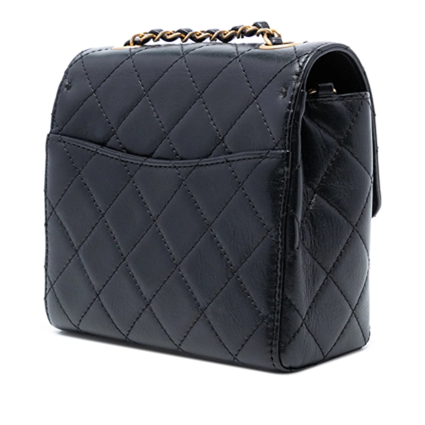 Black Chanel Mini Square Classic Goatskin Single Flap Crossbody Bag