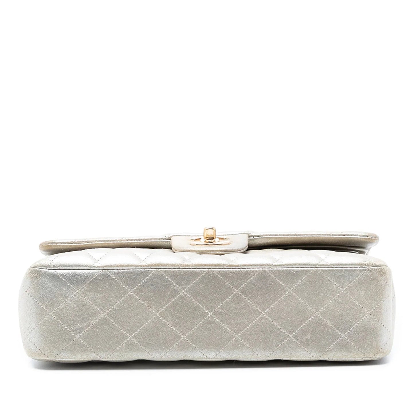 Gold Chanel Medium Classic Iridescent Lambskin Double Flap Shoulder Bag