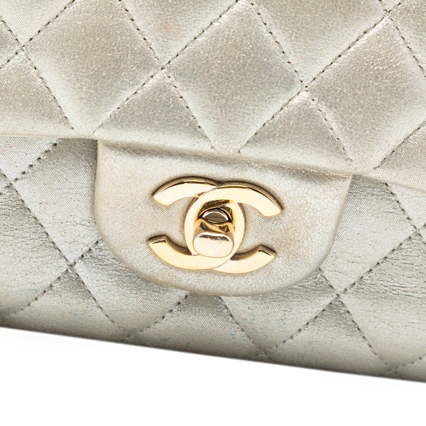 Gold Chanel Medium Classic Iridescent Lambskin Double Flap Shoulder Bag