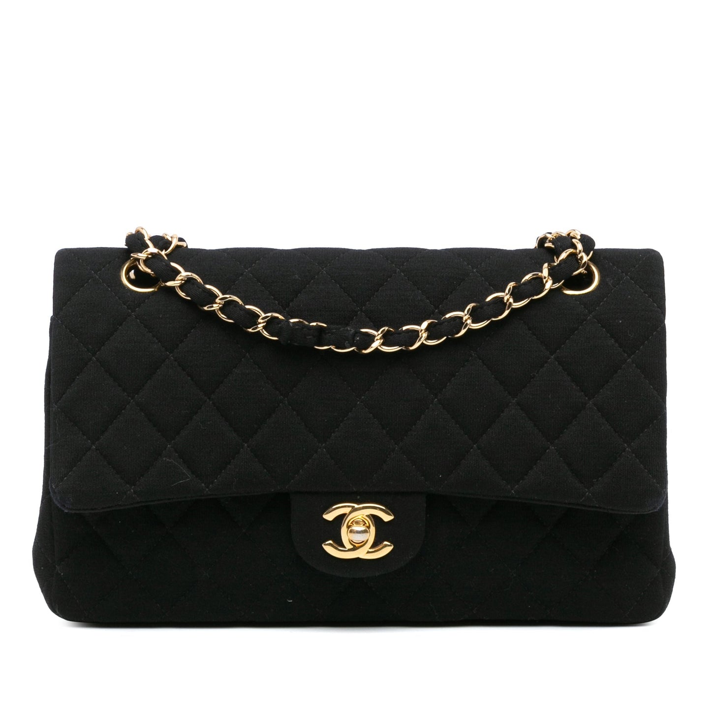 Black Chanel Medium Classic Jersey Double Flap Shoulder Bag