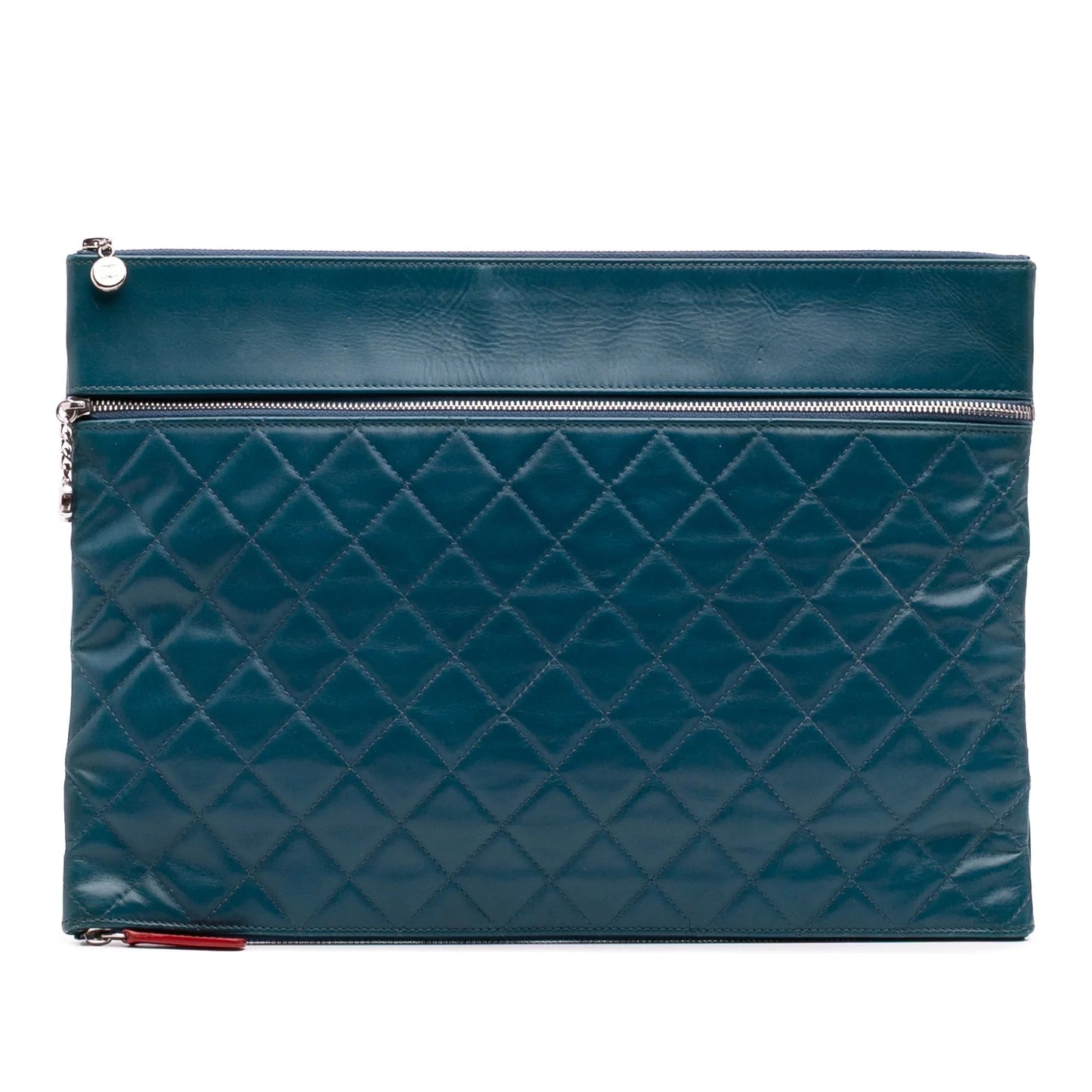 Blue Chanel CC Quilted Lambskin Multi Zip Clutch