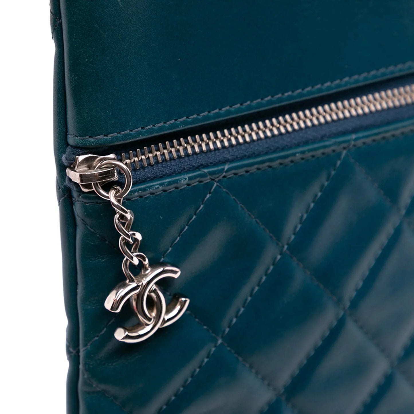 Blue Chanel CC Quilted Lambskin Multi Zip Clutch