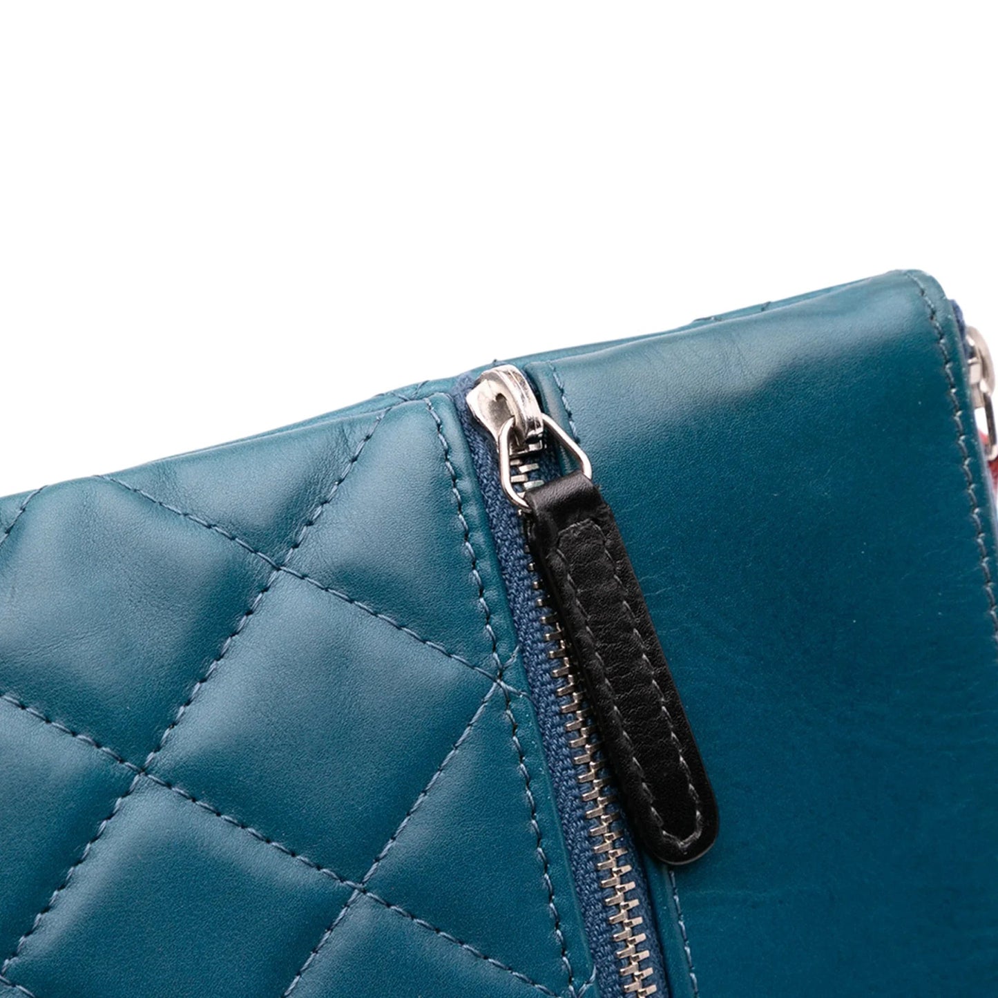 Blue Chanel CC Quilted Lambskin Multi Zip Clutch