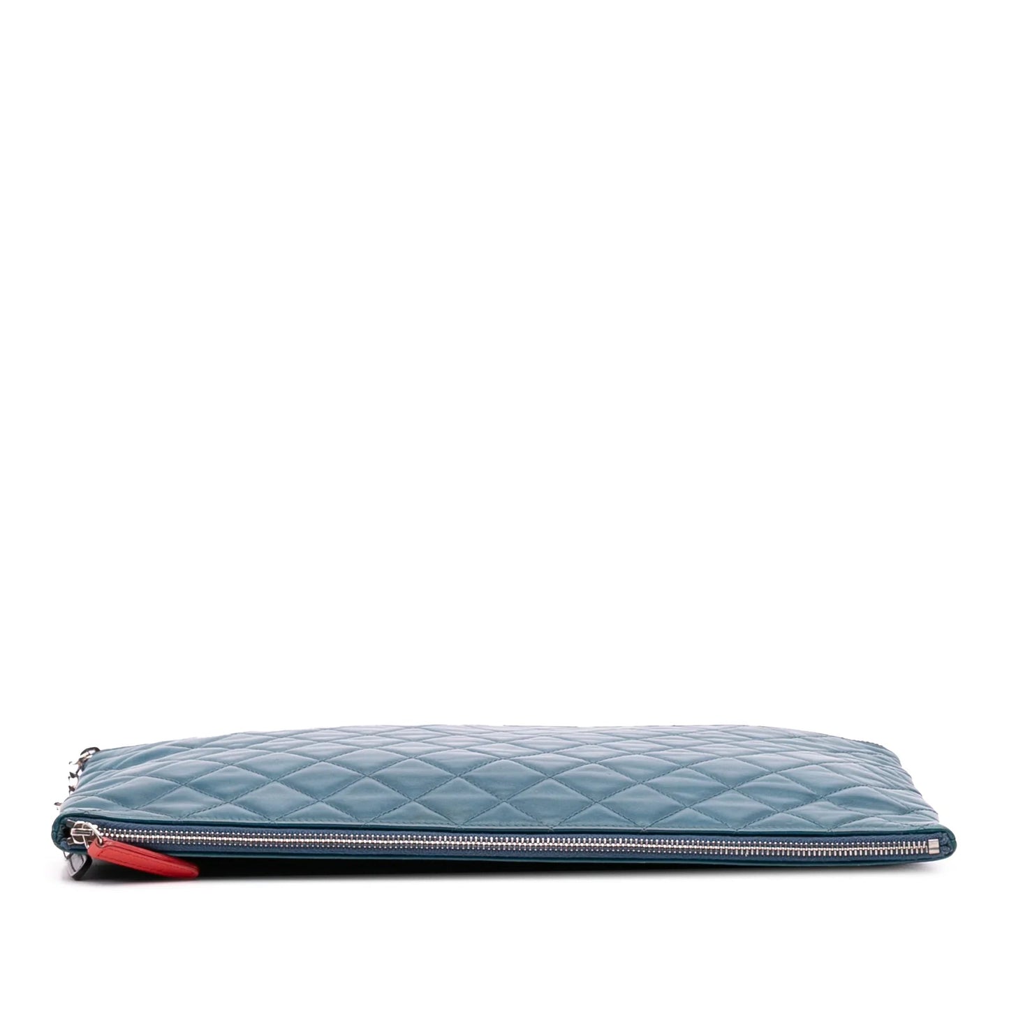Blue Chanel CC Quilted Lambskin Multi Zip Clutch