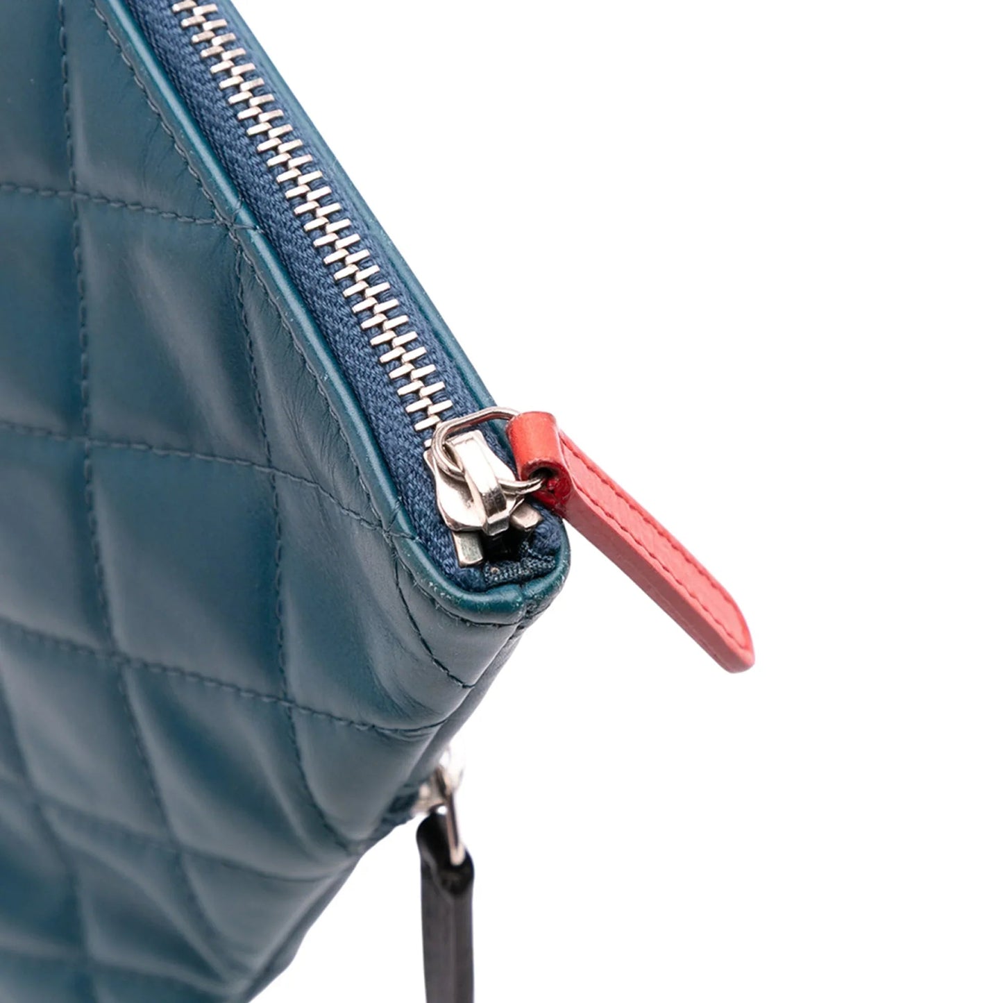 Blue Chanel CC Quilted Lambskin Multi Zip Clutch