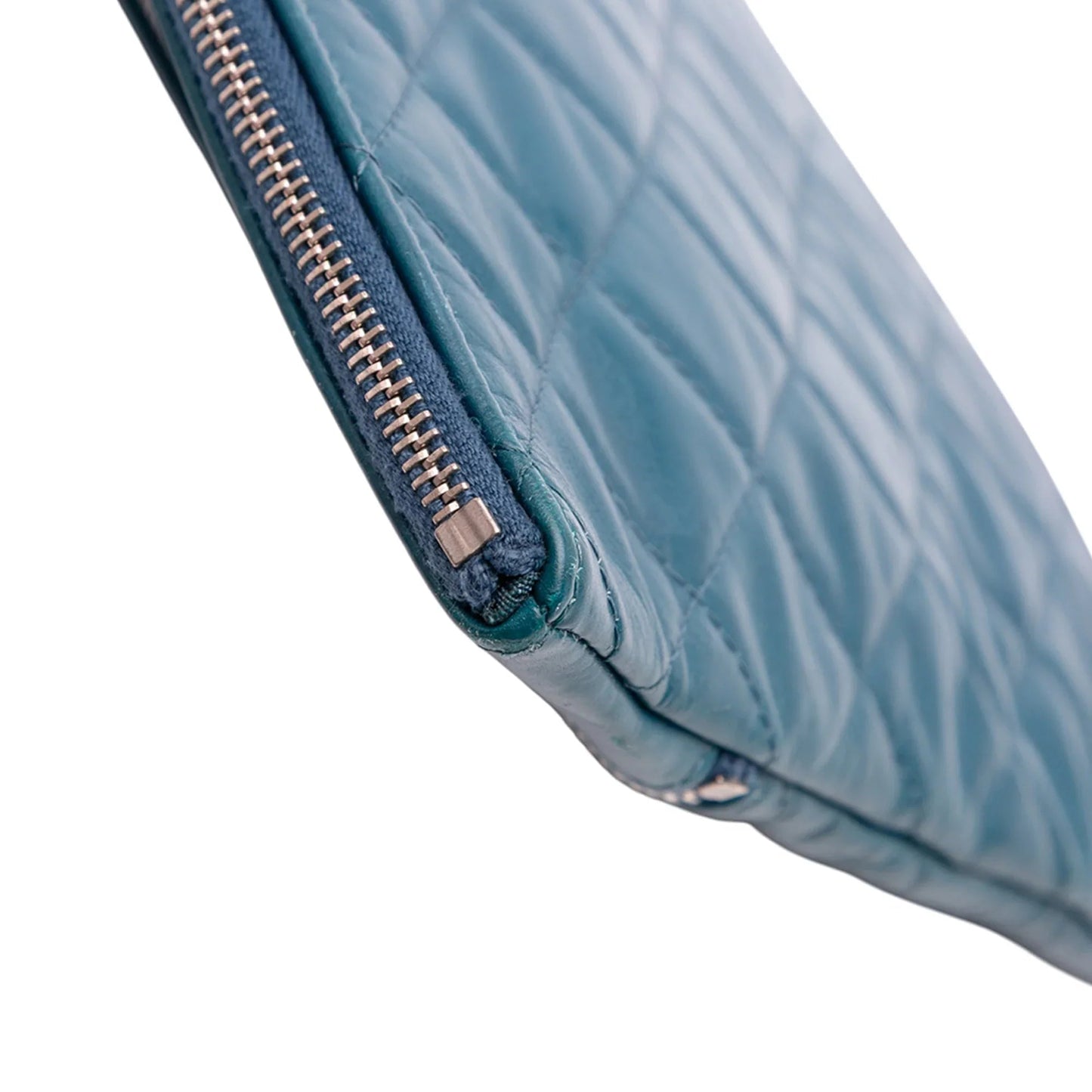 Blue Chanel CC Quilted Lambskin Multi Zip Clutch