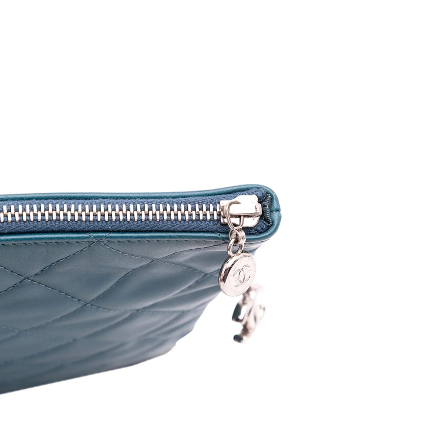 Blue Chanel CC Quilted Lambskin Multi Zip Clutch