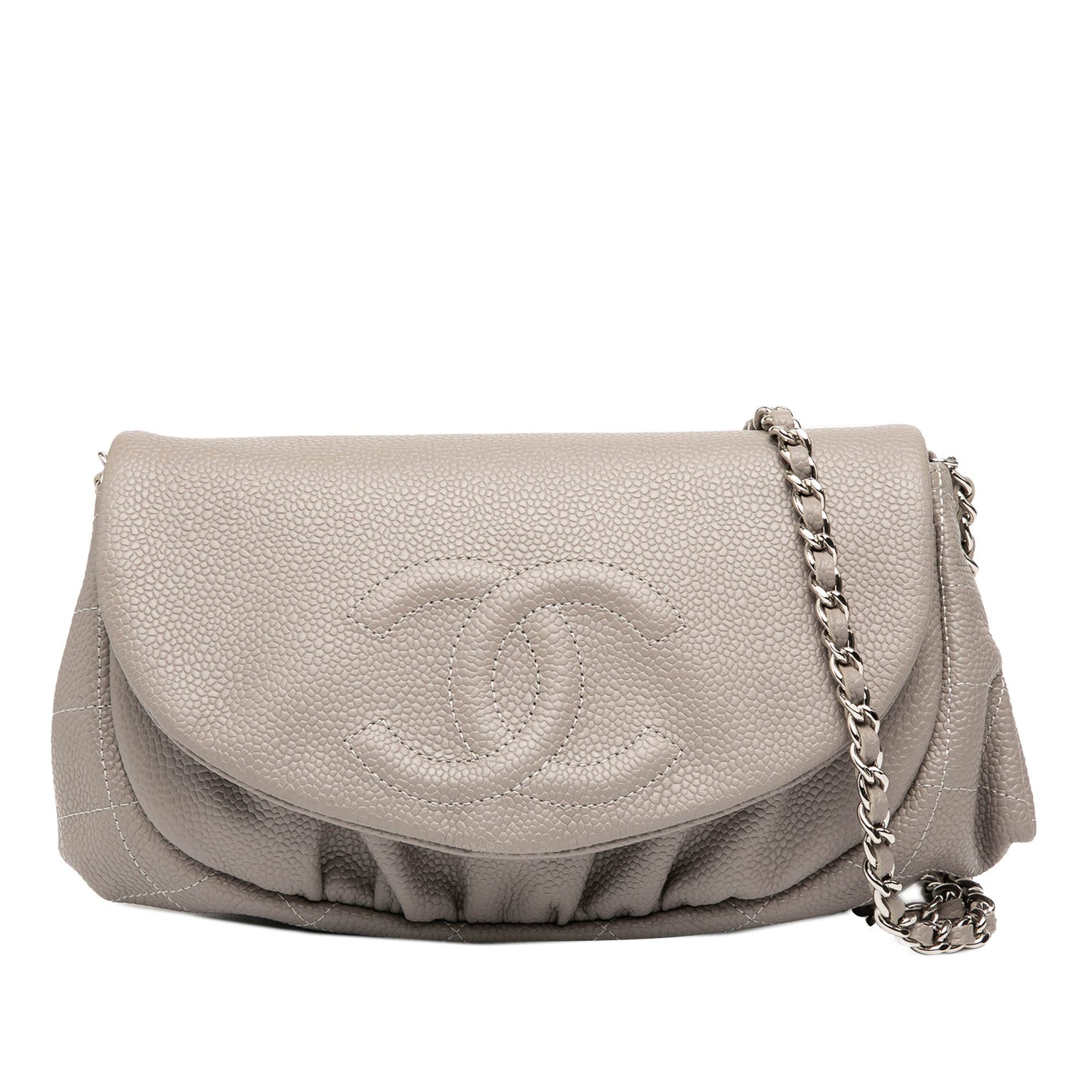 Brown Chanel CC Caviar Half Moon Wallet on Chain Crossbody Bag