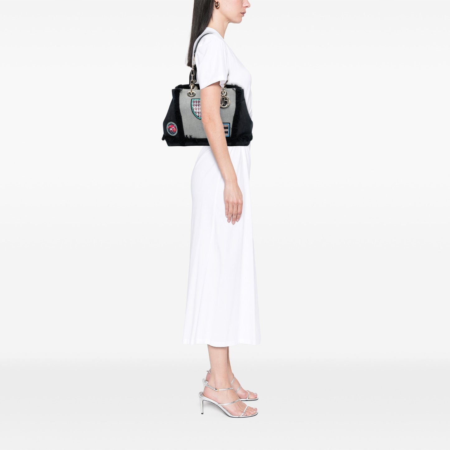 Black Dior Denim Patch D Light Satchel