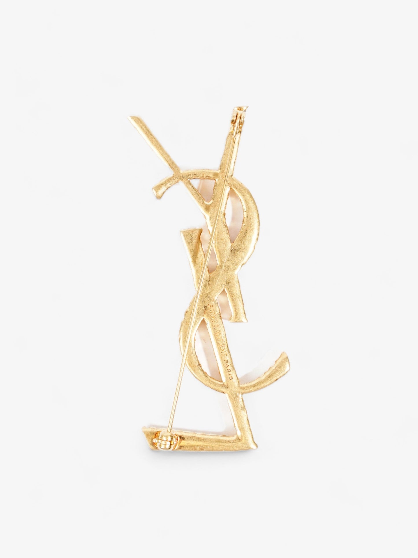Saint Laurent Cassandre YSL Brooch Gold Brass