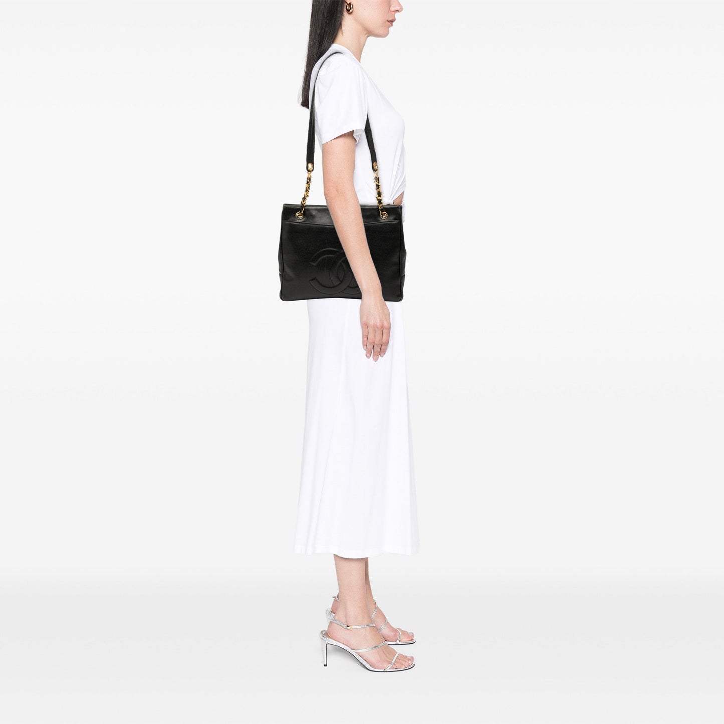 Black Chanel CC Caviar Chain Tote