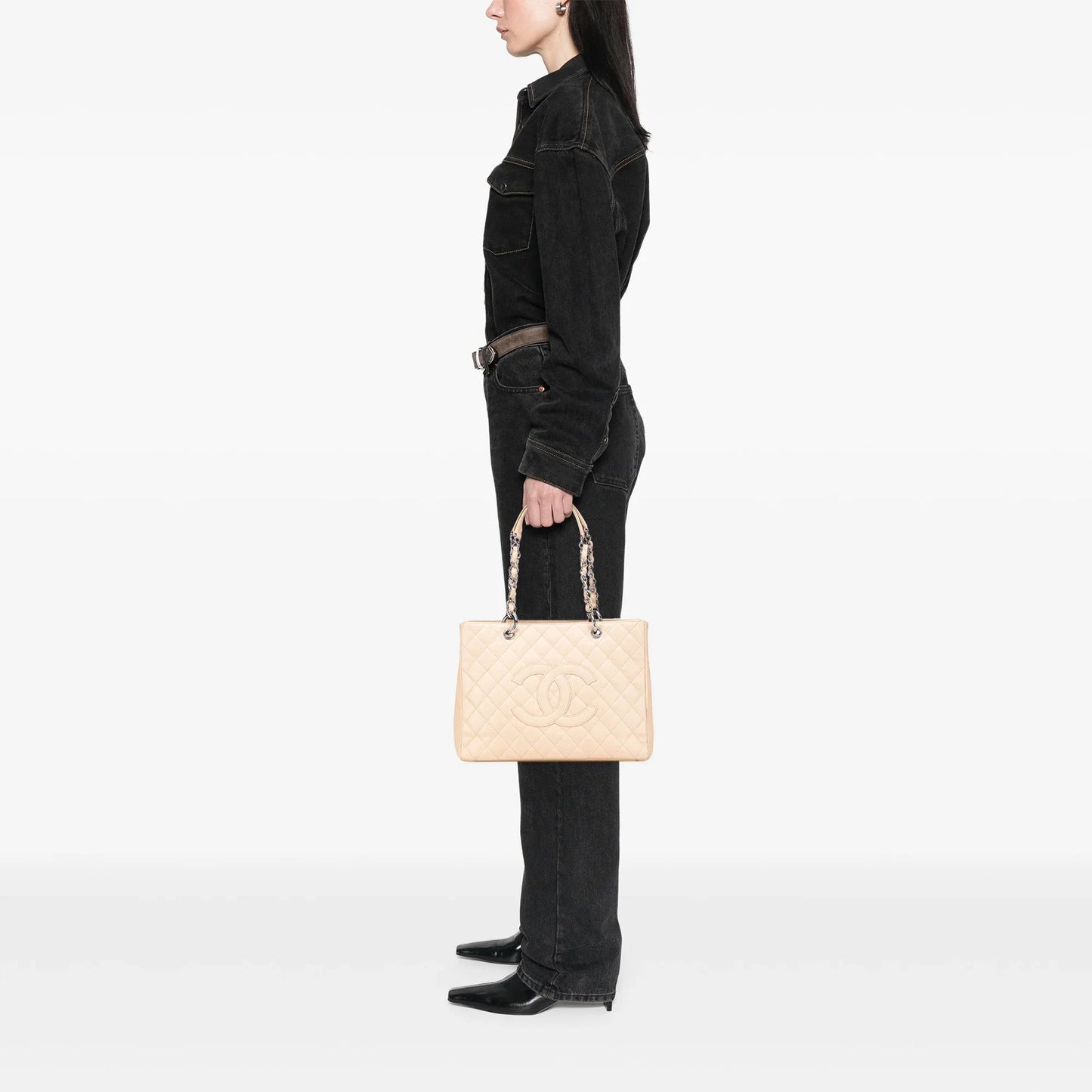 Brown Chanel Caviar Grand Shopping Tote