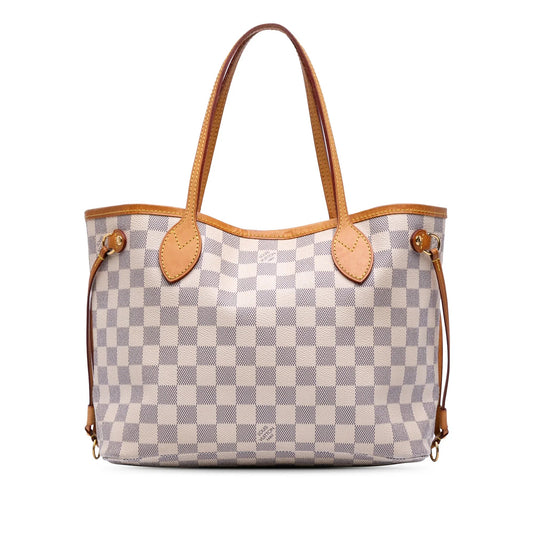 White Louis Vuitton Damier Azur Neverfull PM Tote Bag