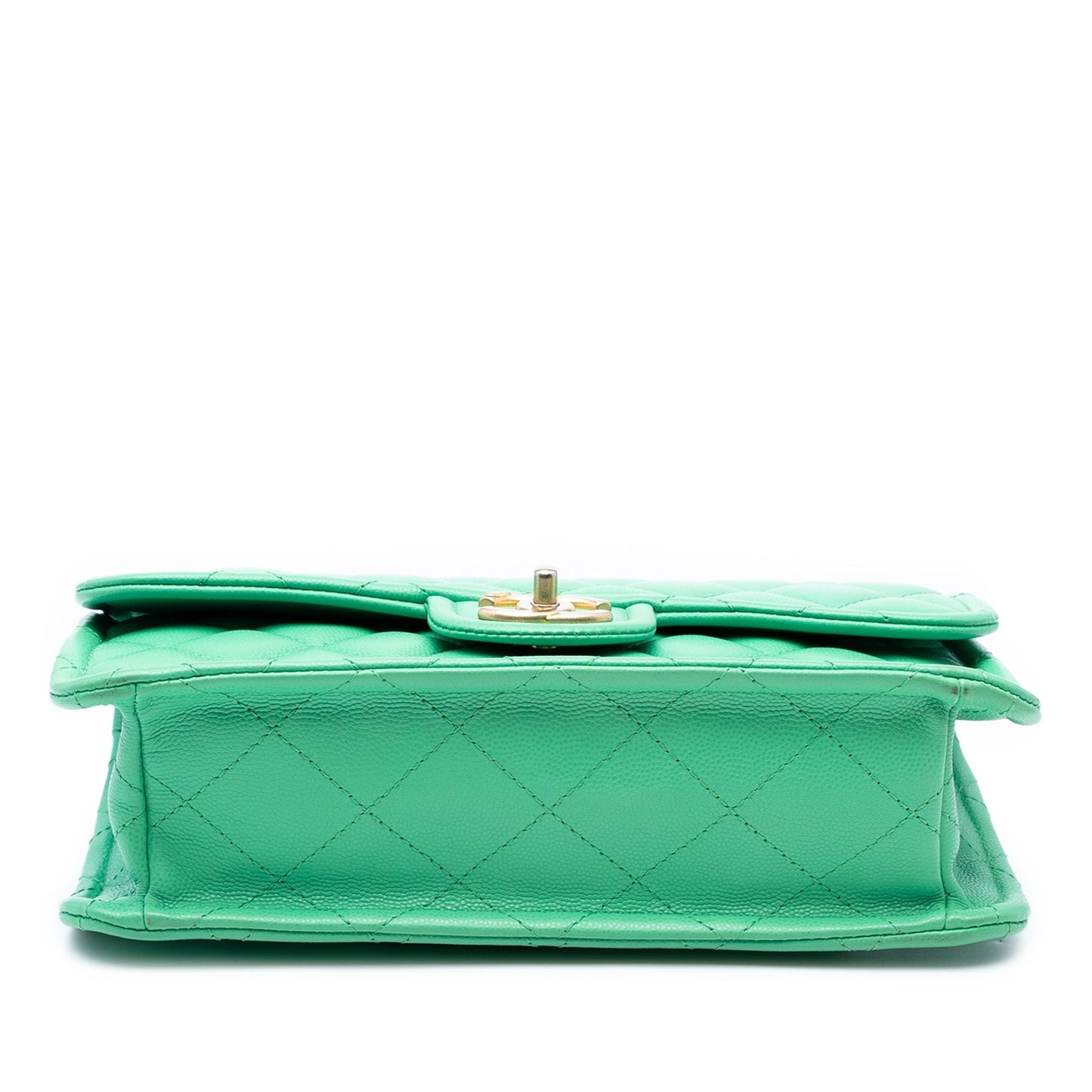 Green Chanel Medium Quilted Caviar Sweet Flap Shoulder Bag