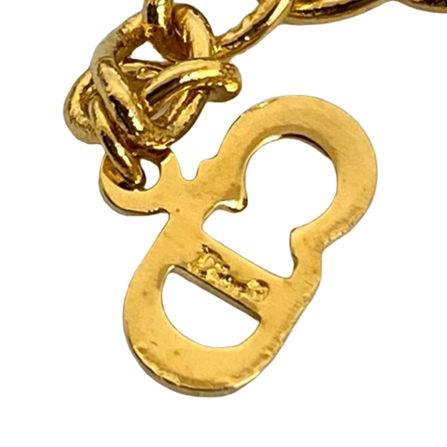 Gold Dior Gold Plated CD Logo Rhinestone Charm Necklace