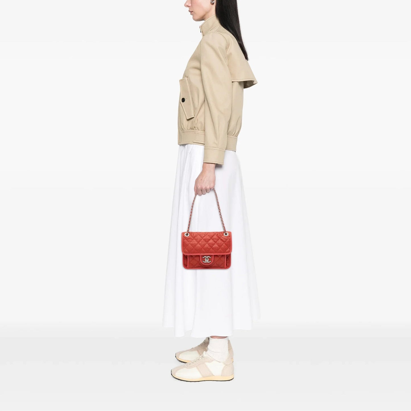 Red Chanel Small Caviar French Riviera Flap Shoulder Bag