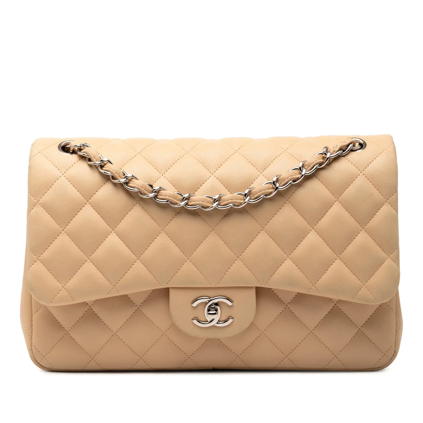 Brown Chanel Jumbo Classic Lambskin Double Flap Shoulder Bag
