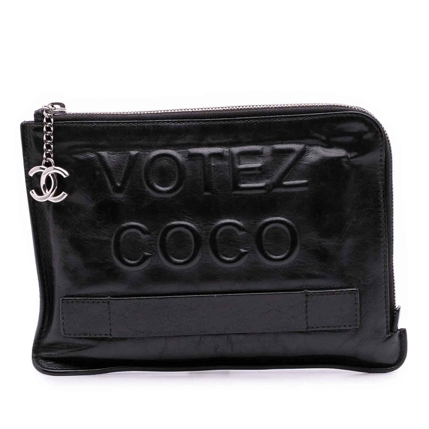 Black Chanel Lambskin Votez Coco Clutch