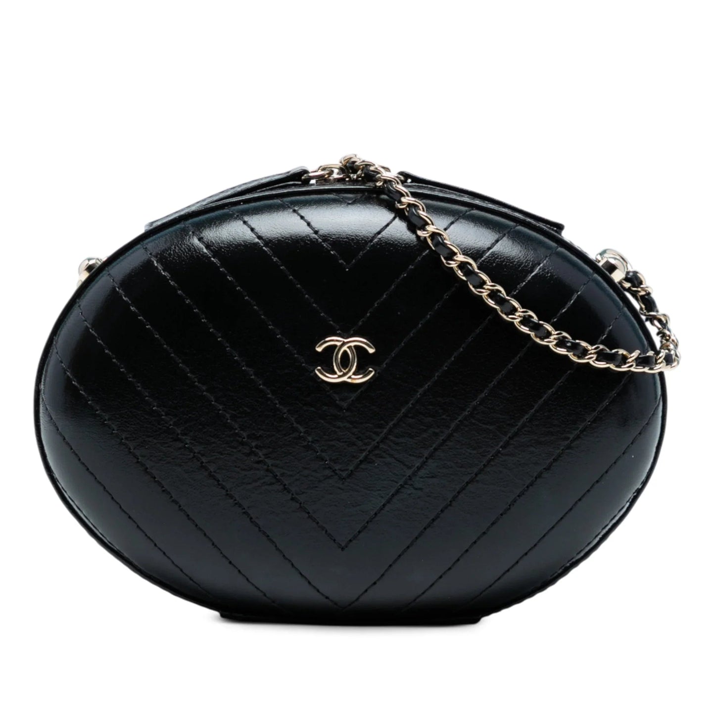 Black Chanel Chevron Stitched Calfskin La Pausa Evening Bag