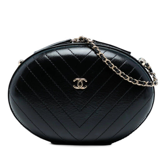 Black Chanel Chevron Stitched Calfskin La Pausa Evening Bag
