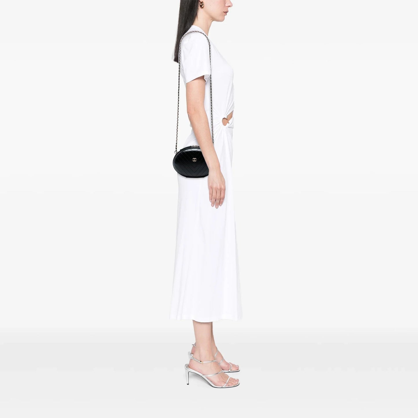 Black Chanel Chevron Stitched Calfskin La Pausa Evening Bag