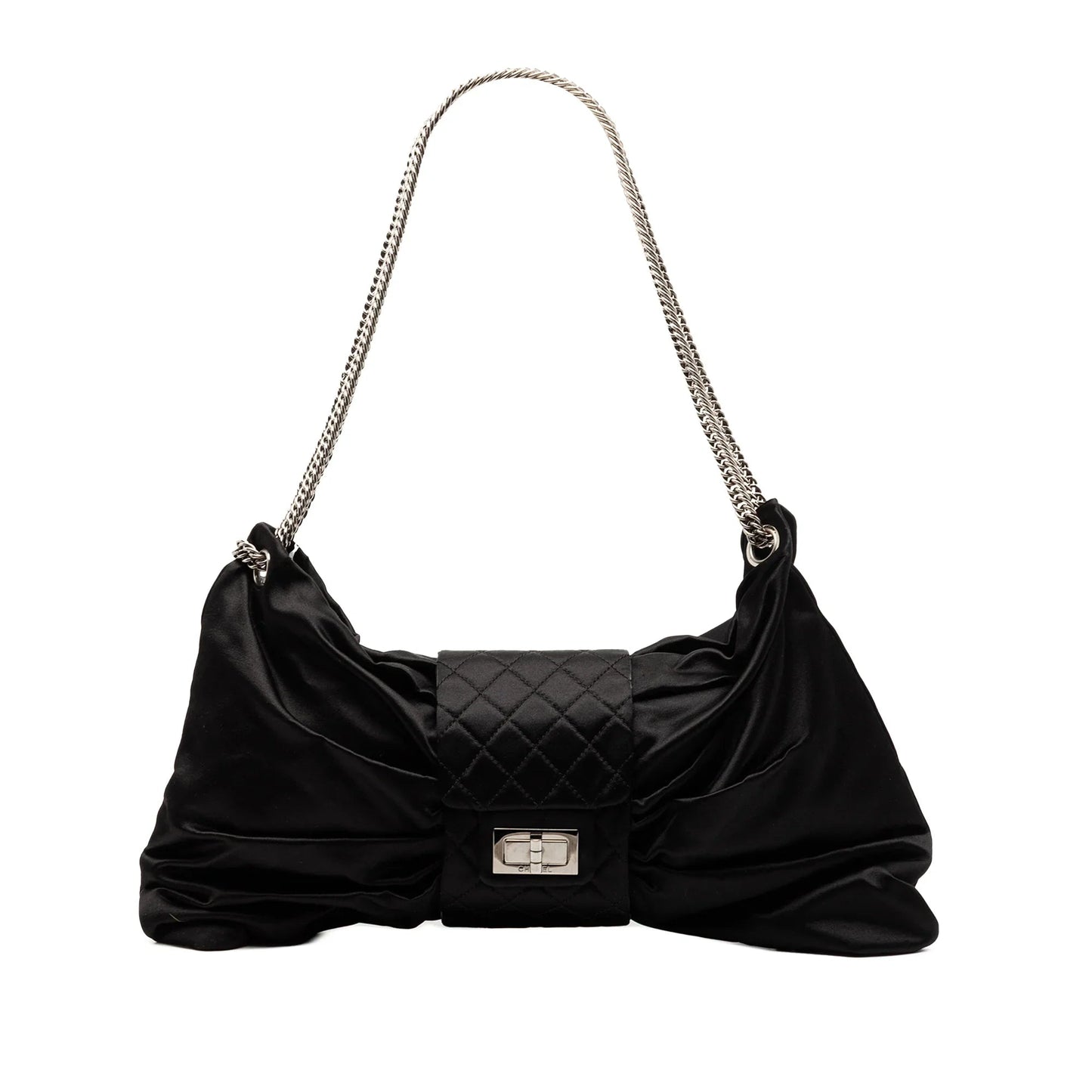 Black Chanel Medium Satin Bow Mademoiselle Shoulder Bag