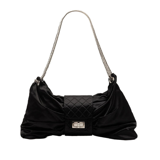 Black Chanel Medium Satin Bow Mademoiselle Shoulder Bag