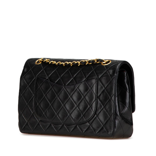 Black Chanel Medium Classic Lambskin Double Flap Shoulder Bag