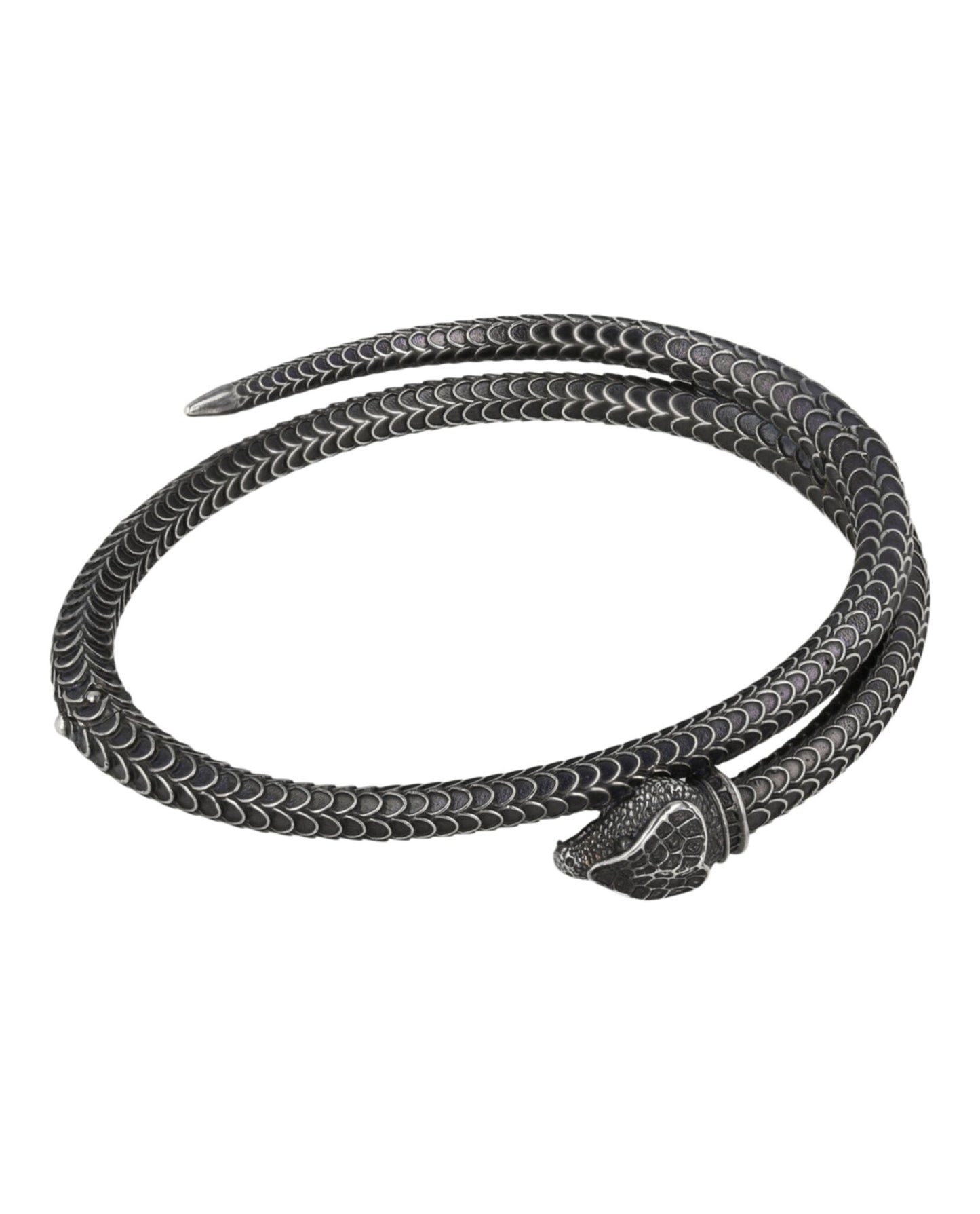 Gucci Womens Garden Snake Aged Sterling Silver Bracelet