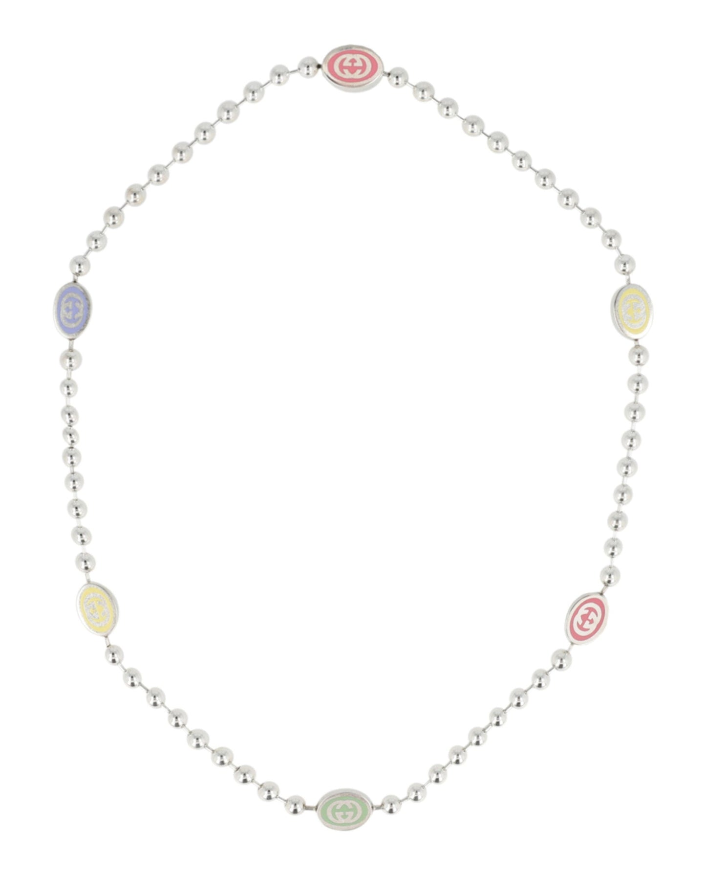 Gucci Womens Sterling Silver Interlocking G Boule Necklace