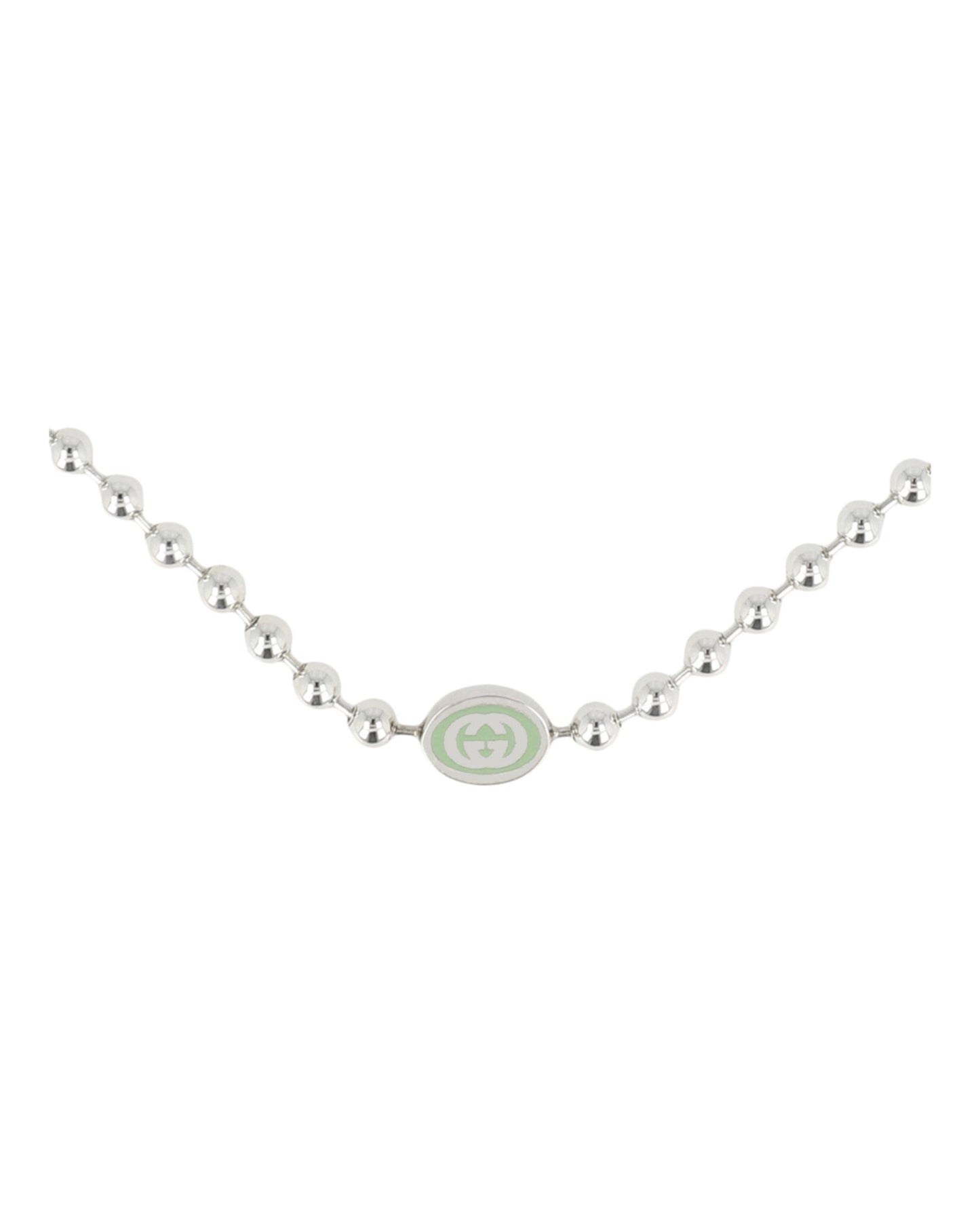 Gucci Womens Sterling Silver Interlocking G Boule Necklace