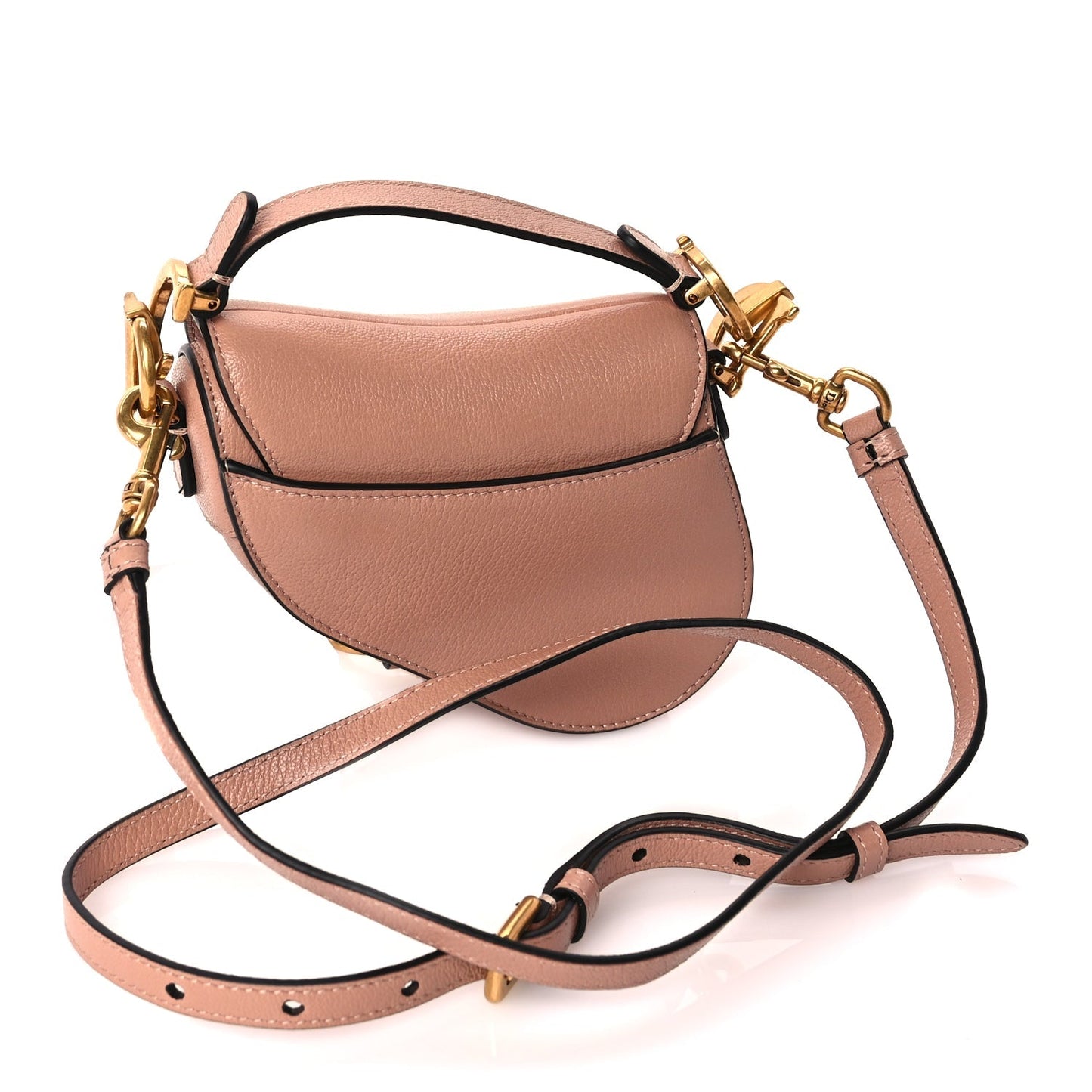 Christian Dior Goatskin Micro Saddle Bag With Strap Rose Des Vents