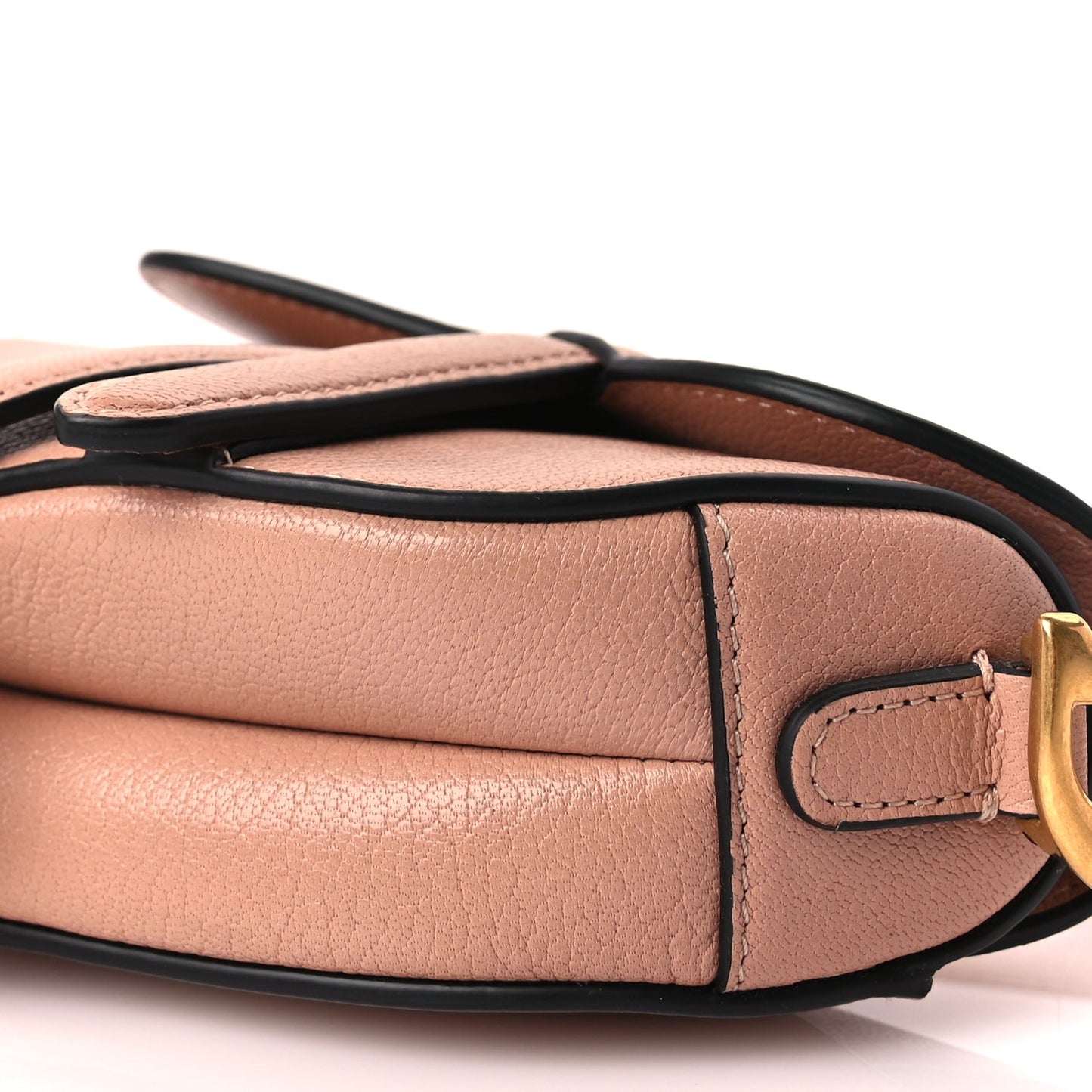 Christian Dior Goatskin Micro Saddle Bag With Strap Rose Des Vents