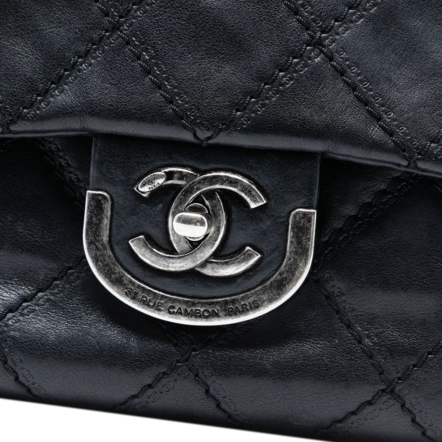 Black Chanel Paris Edinburgh Jumbo Quilted Calfskin Coco Sporran Flap Shoulder Bag