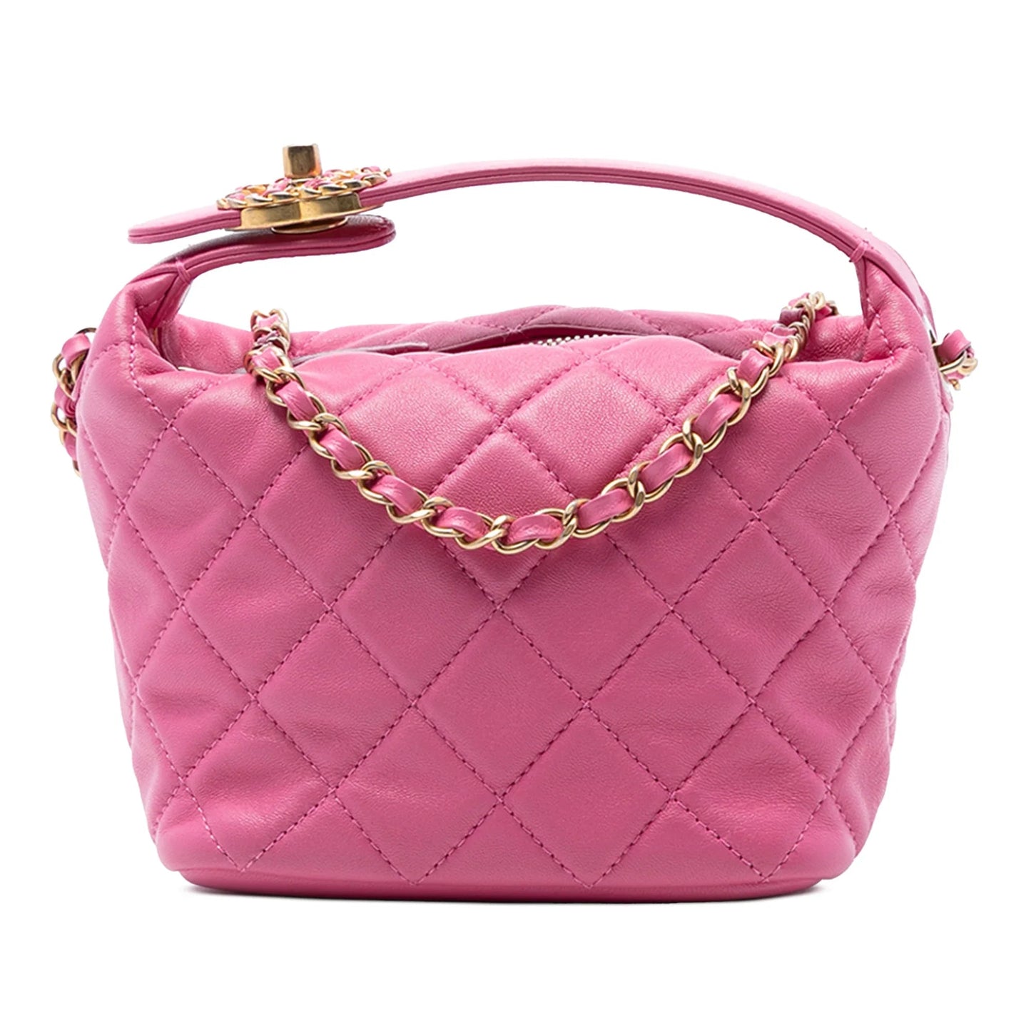 Pink Chanel Small Quilted Lambskin Perfect Meeting Hobo Bag Satchel