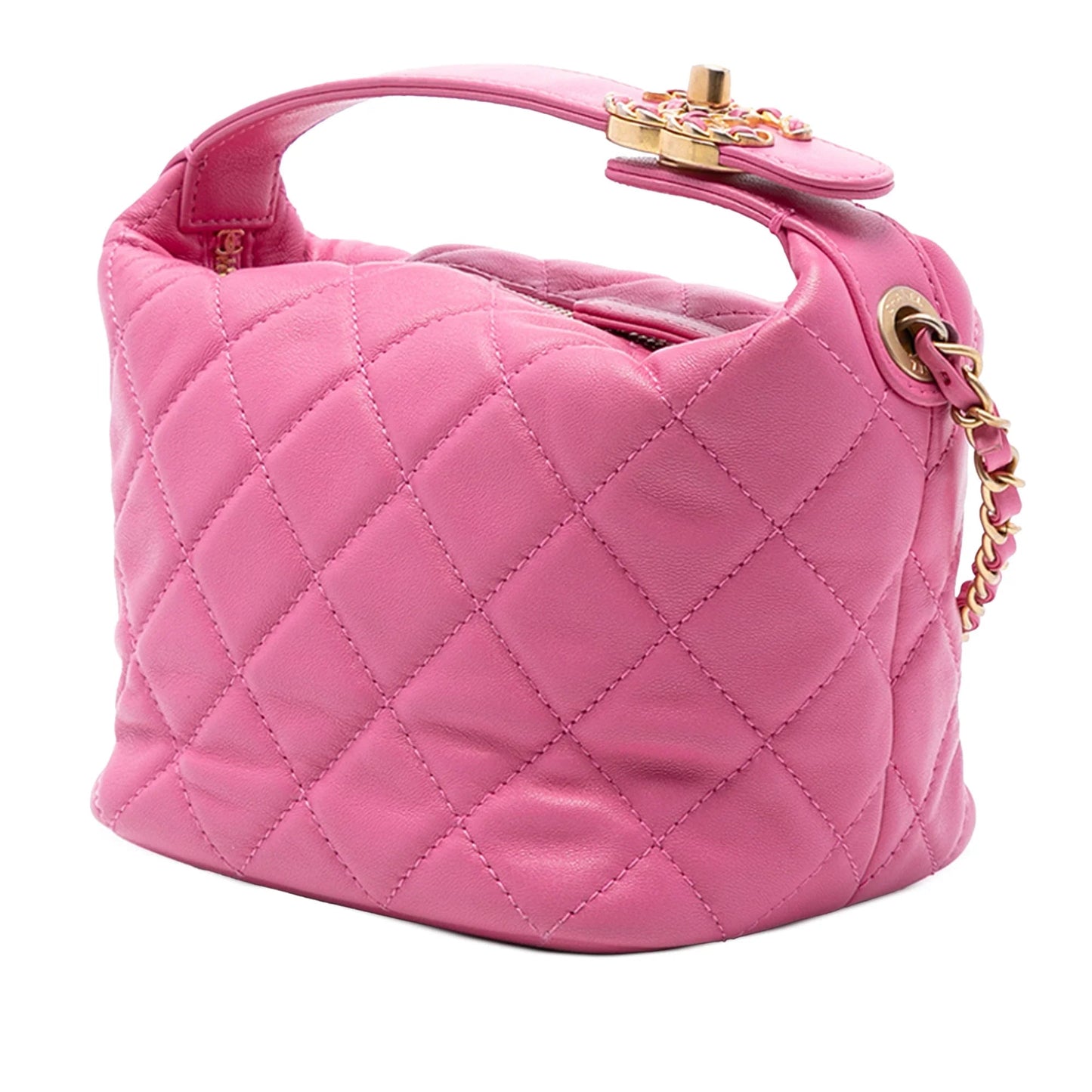 Pink Chanel Small Quilted Lambskin Perfect Meeting Hobo Bag Satchel